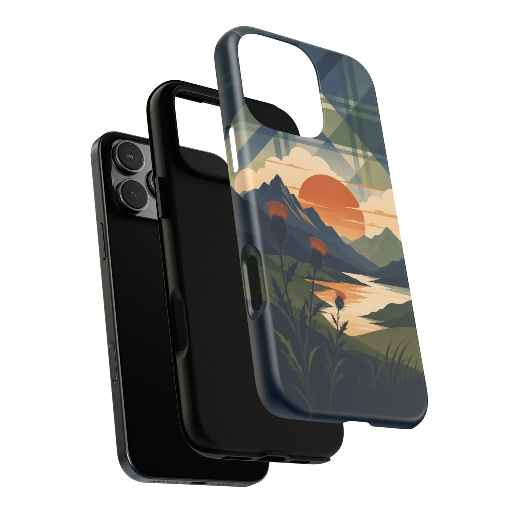Highland Sunset Tartan Phone Case – Scottish Thistle Summer Festival Edition