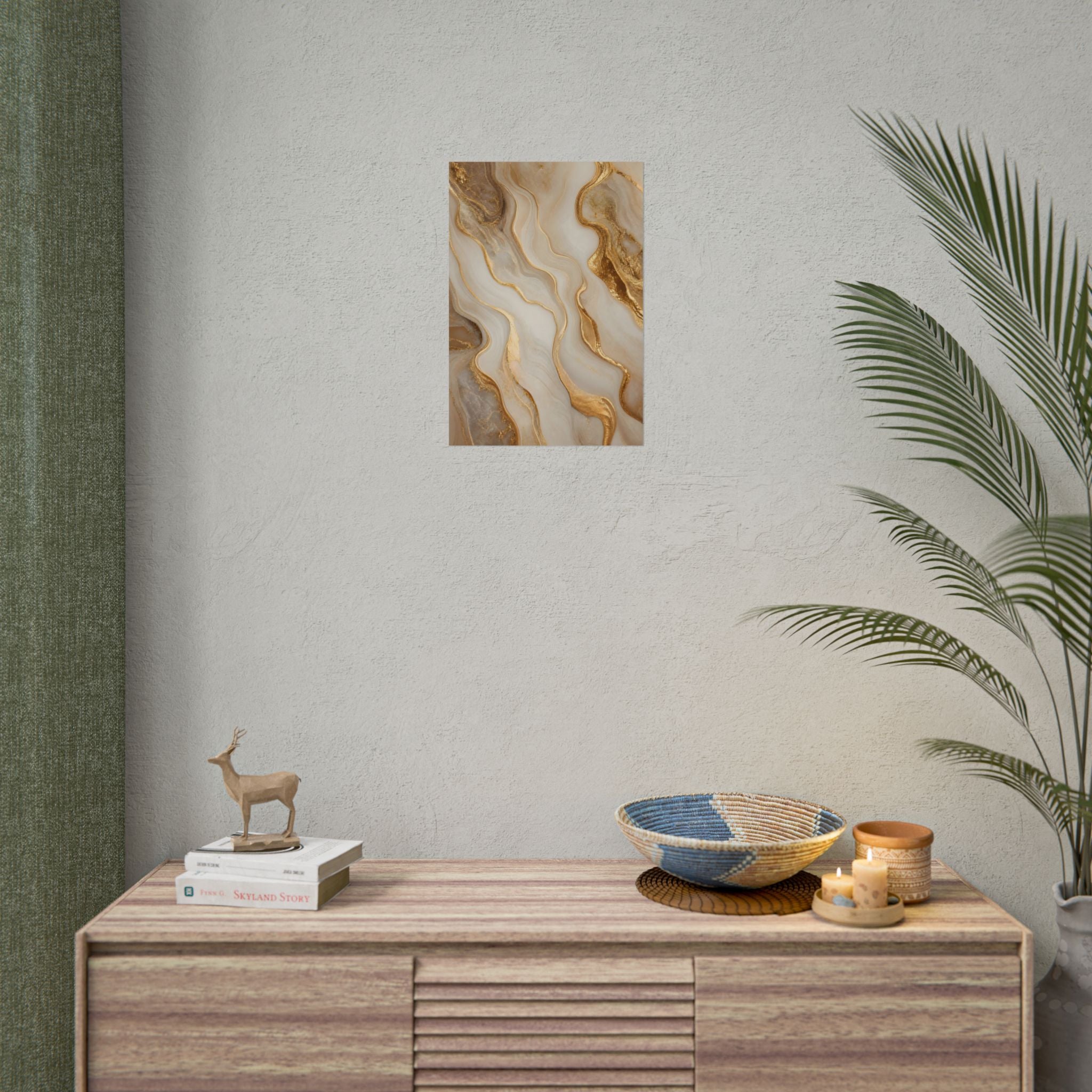 Rolled Poster – Gold Marble Abstract Wall Art, Luxe Swirl Print for Living Room & Office