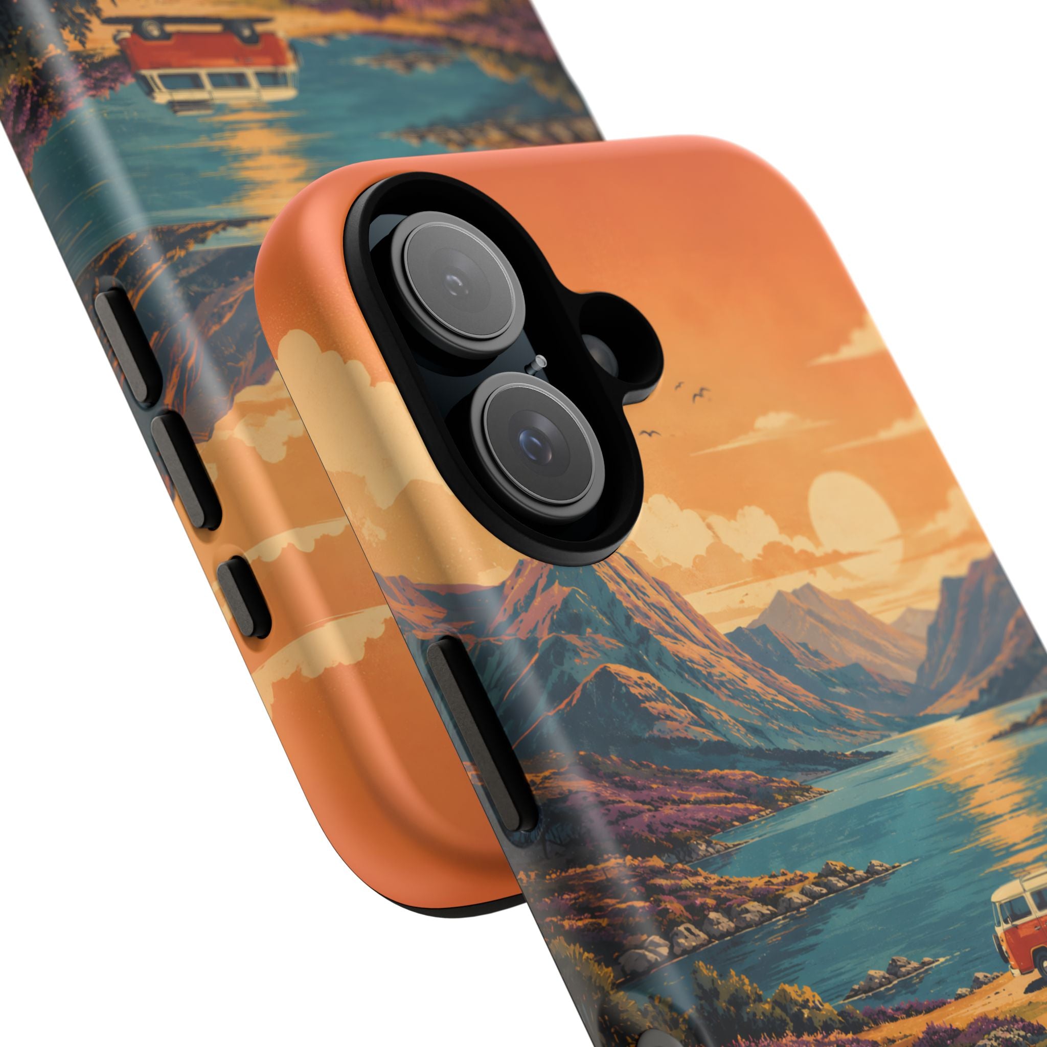 Highland Road Trip Phone Case – Scottish Loch Sunset & Heather Landscape