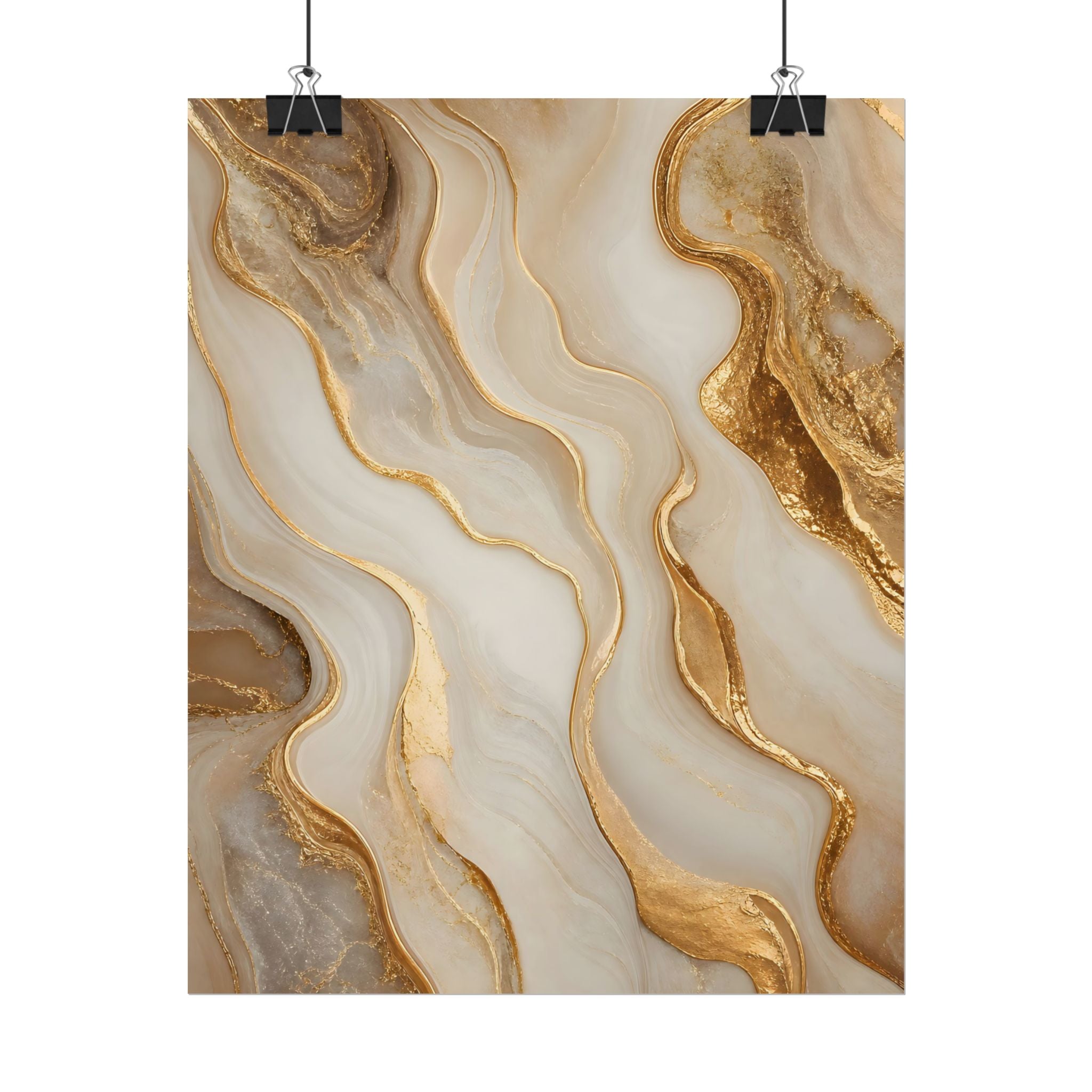 Rolled Poster – Gold Marble Abstract Wall Art, Luxe Swirl Print for Living Room & Office