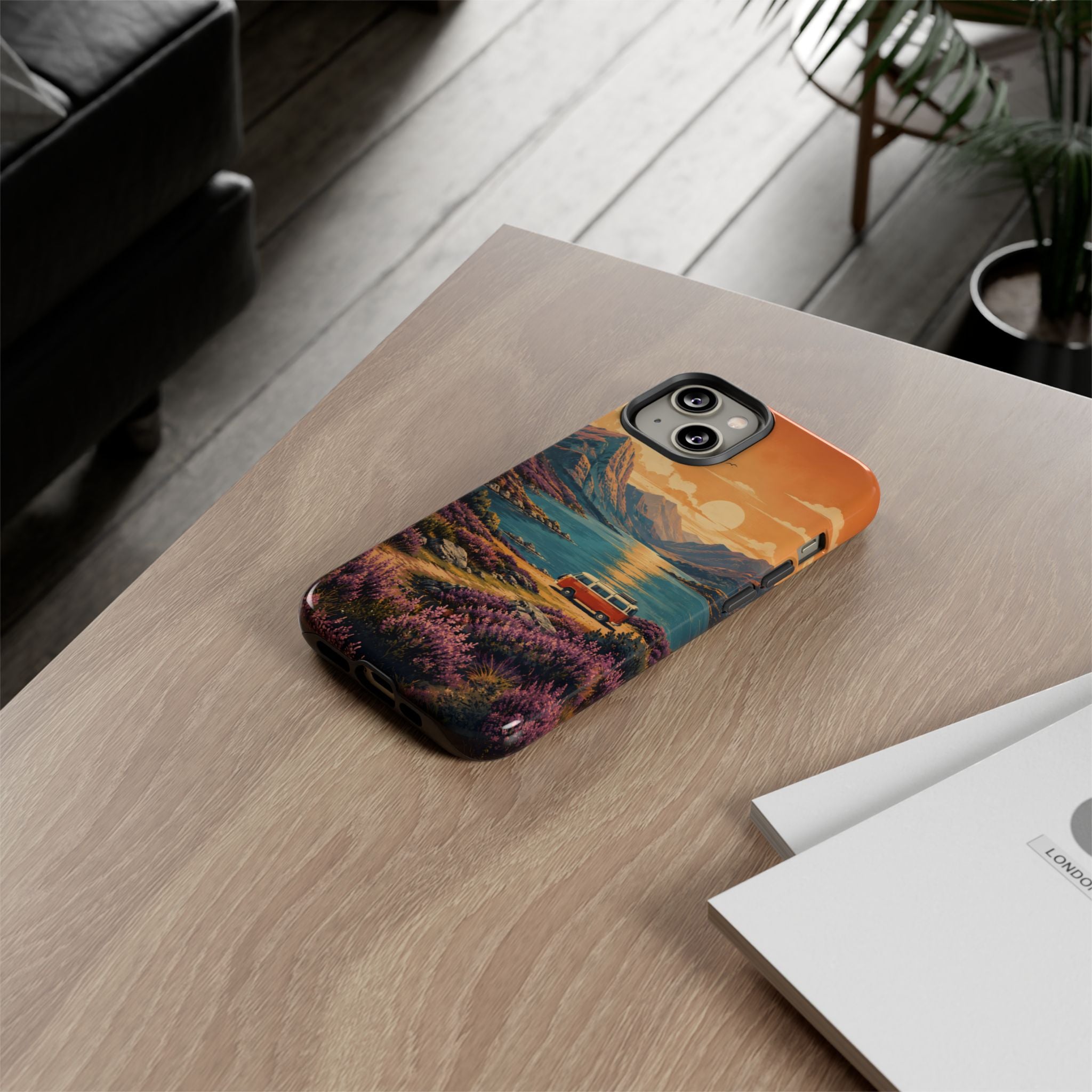 Highland Road Trip Phone Case – Scottish Loch Sunset & Heather Landscape