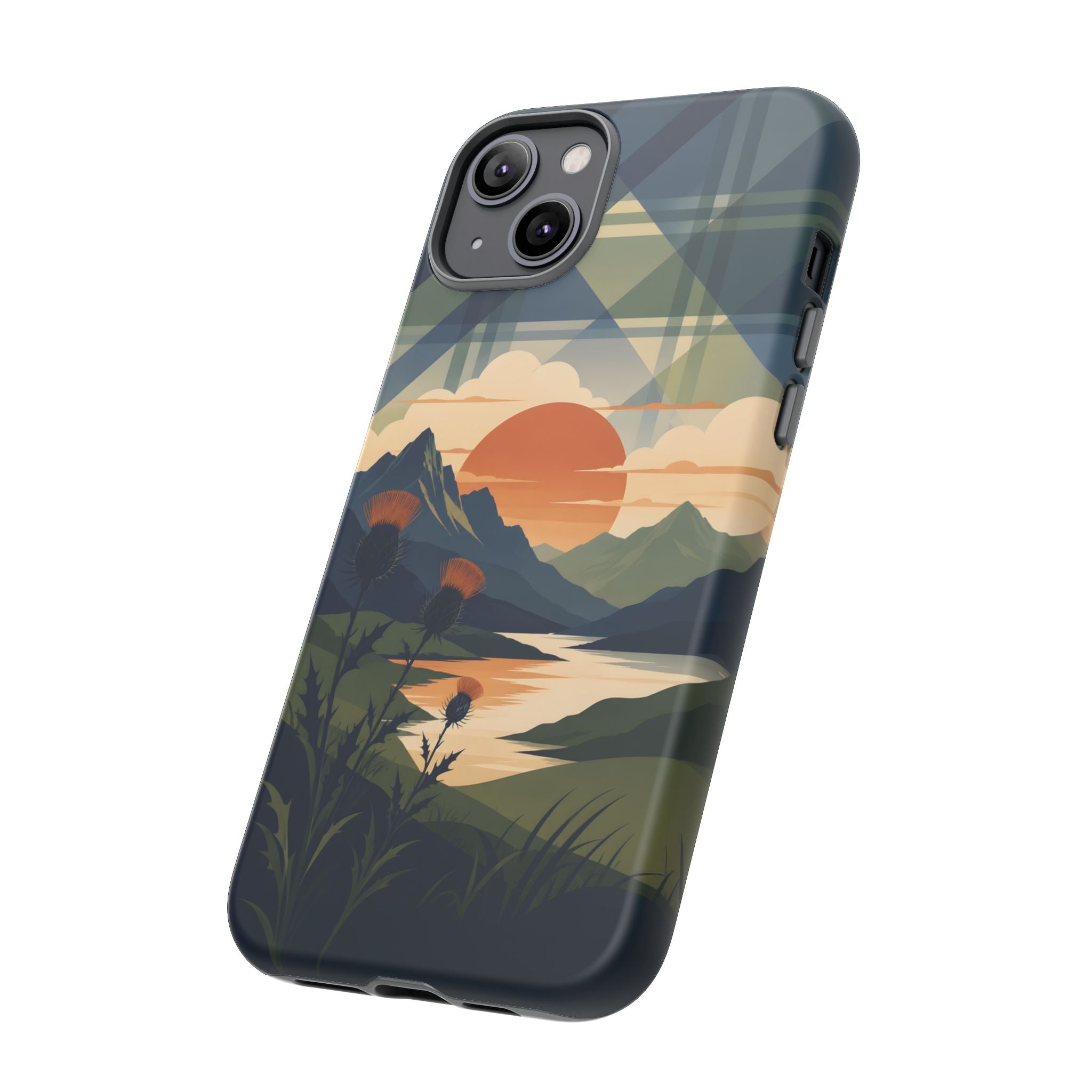 Highland Sunset Tartan Phone Case – Scottish Thistle Summer Festival Edition