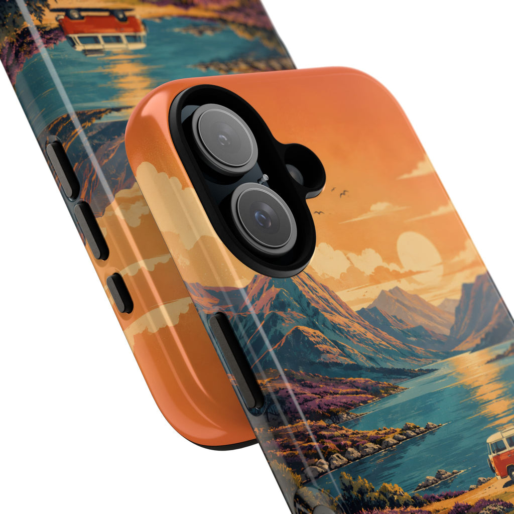 Highland Road Trip Phone Case – Scottish Loch Sunset & Heather Landscape