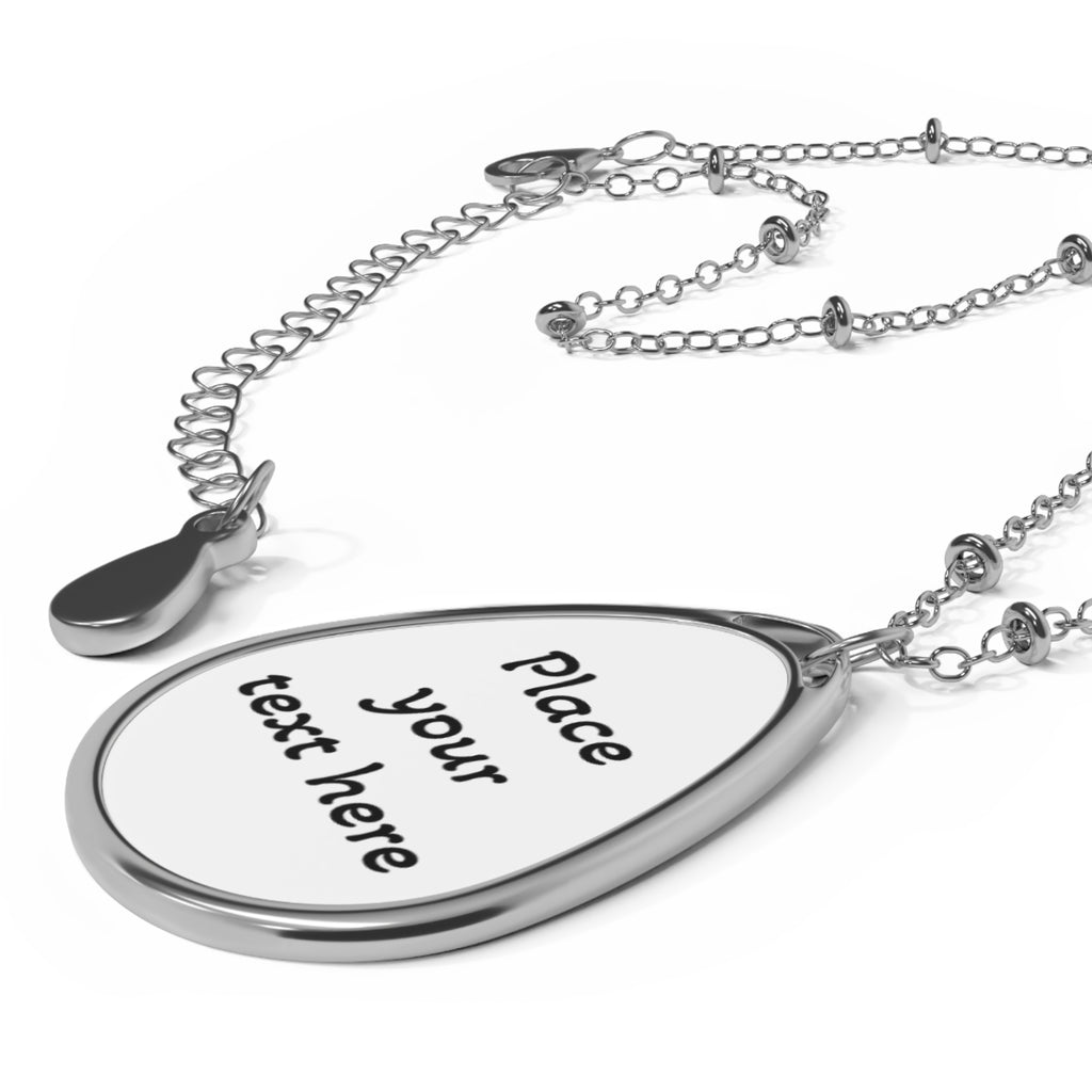 Personalized Oval Necklace Pendant — Engraved Teardrop Name Jewelry