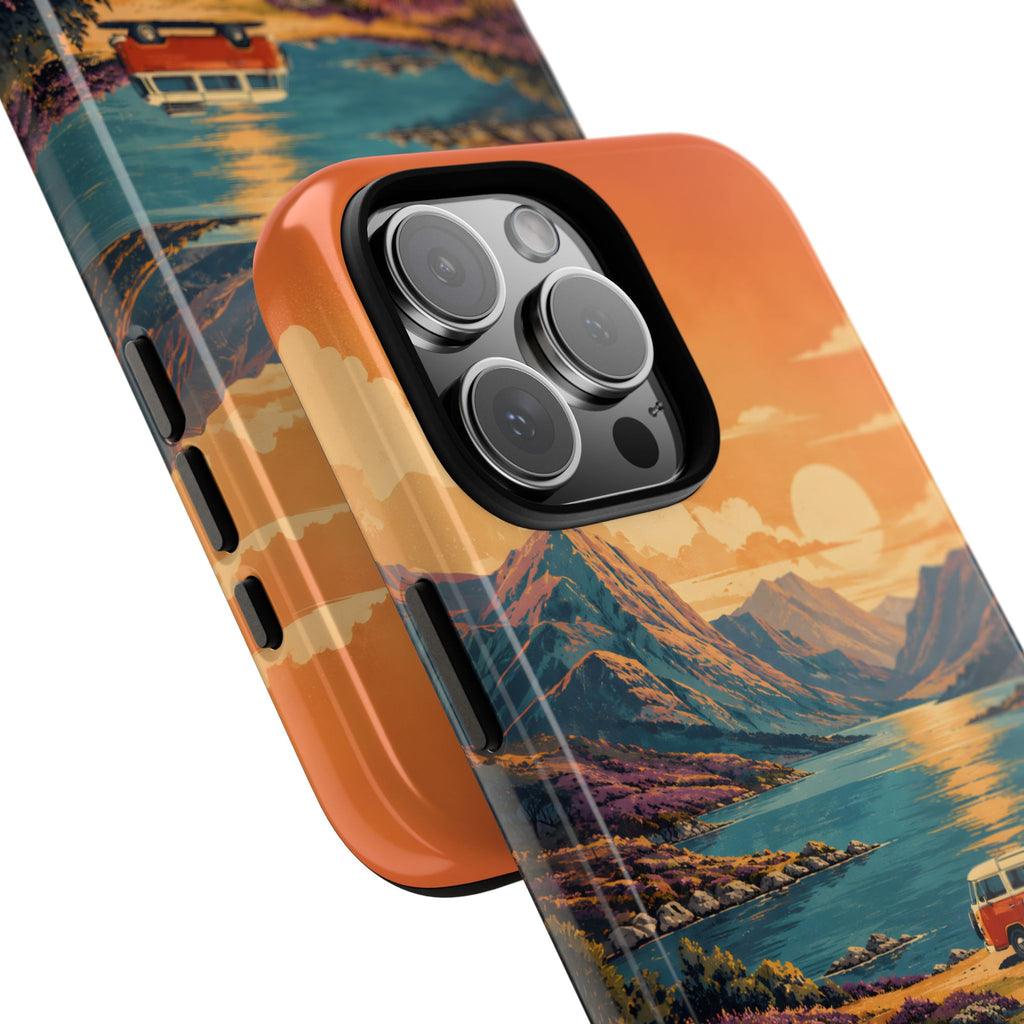 Highland Road Trip Phone Case – Scottish Loch Sunset & Heather Landscape
