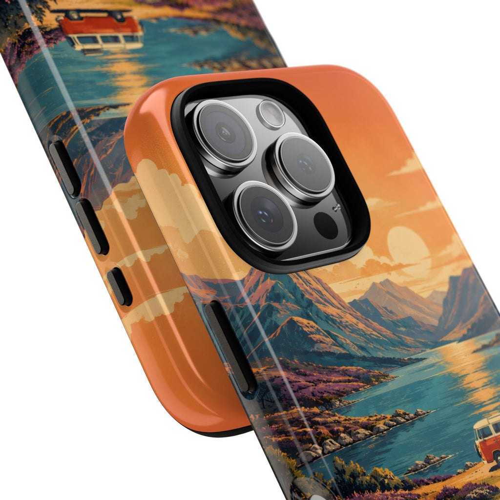 Highland Road Trip Phone Case – Scottish Loch Sunset & Heather Landscape