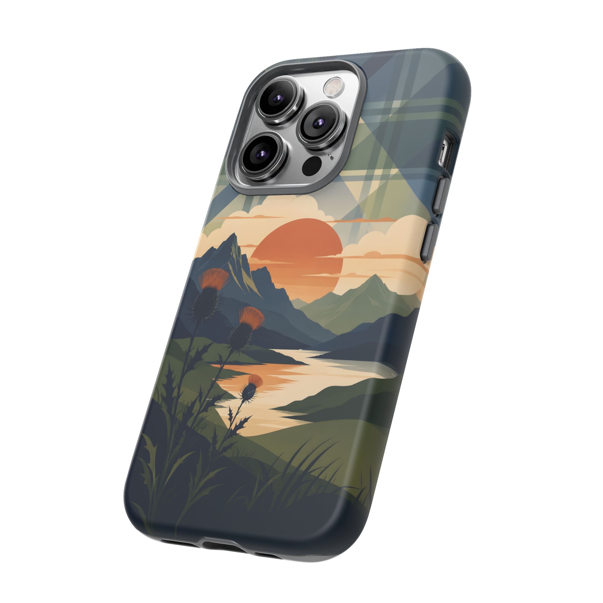 Highland Sunset Tartan Phone Case – Scottish Thistle Summer Festival Edition