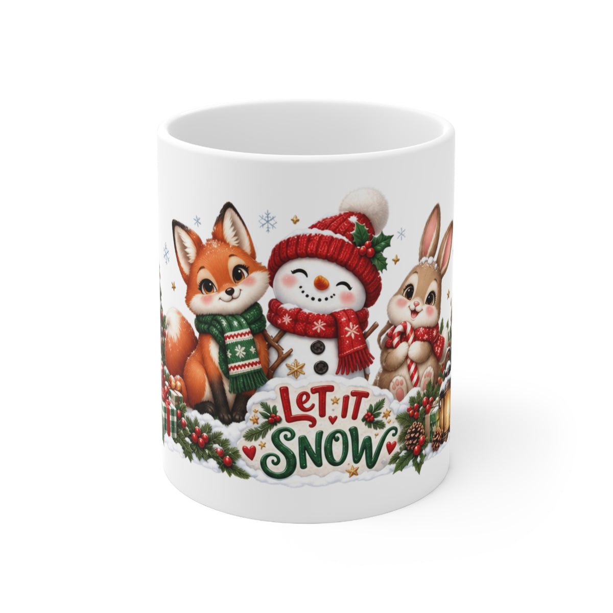 Let It Snow Christmas Woodland Animals Mug