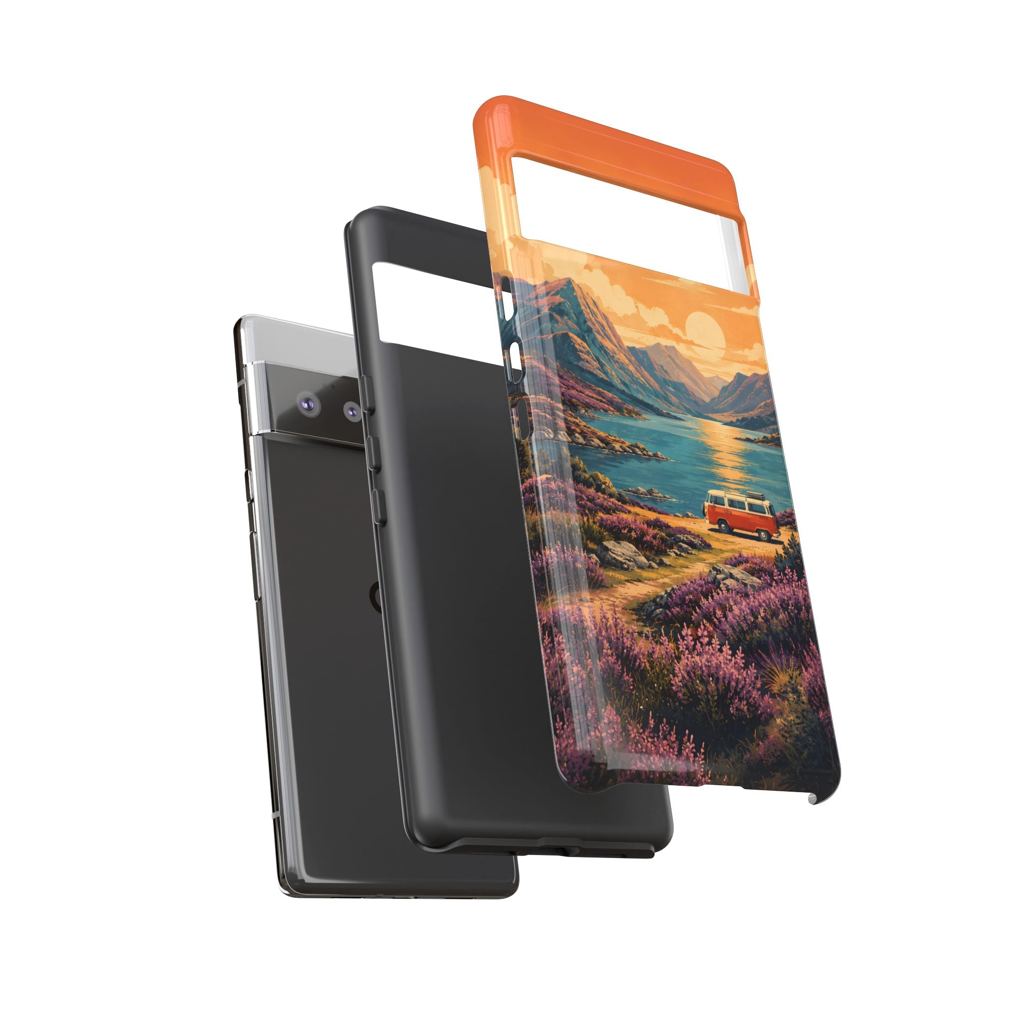 Highland Road Trip Phone Case – Scottish Loch Sunset & Heather Landscape