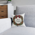 Merry Christmas Wreath Square Pillow
