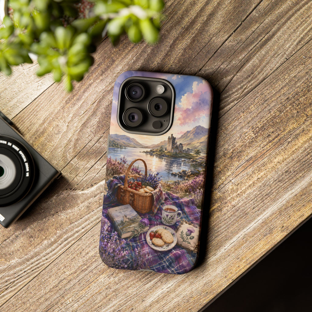Highland Summer Picnic Phone Case – Scottish Castle & Thistle Art