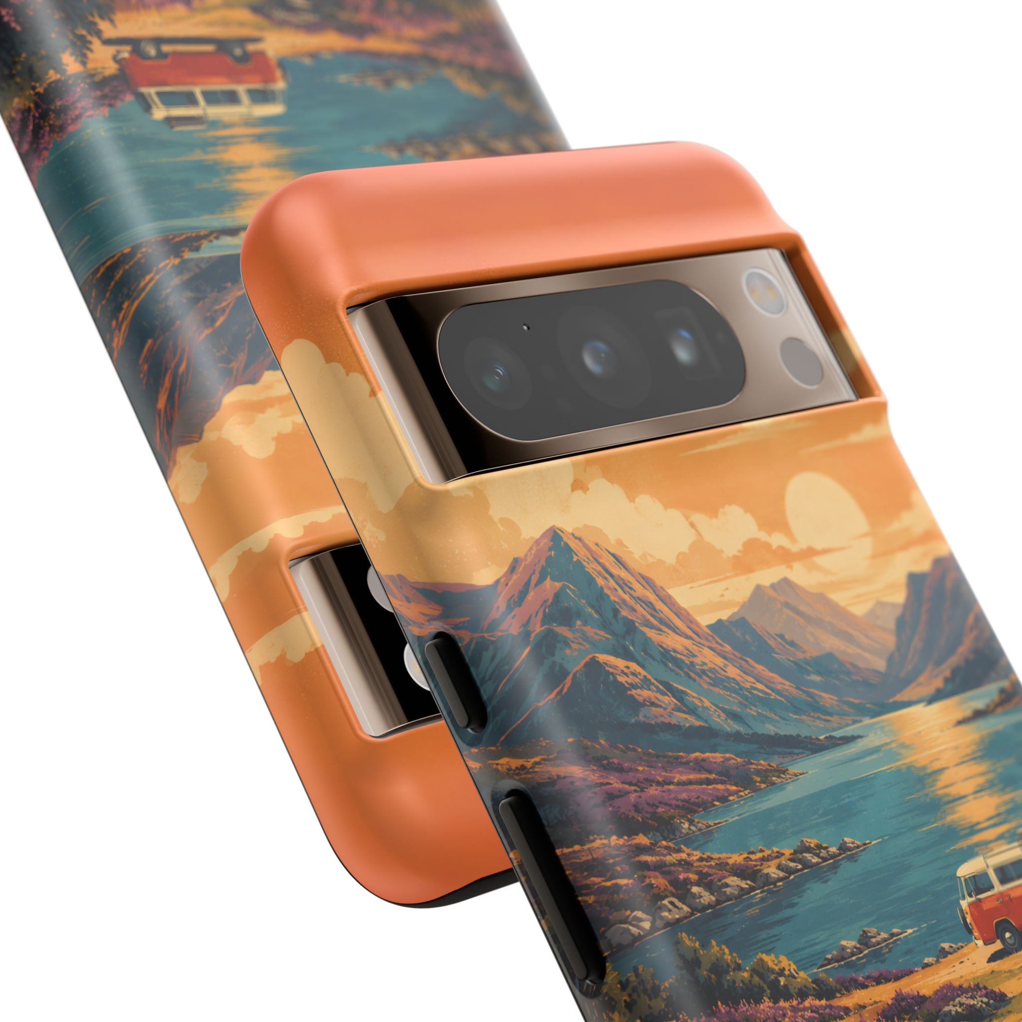 Highland Road Trip Phone Case – Scottish Loch Sunset & Heather Landscape