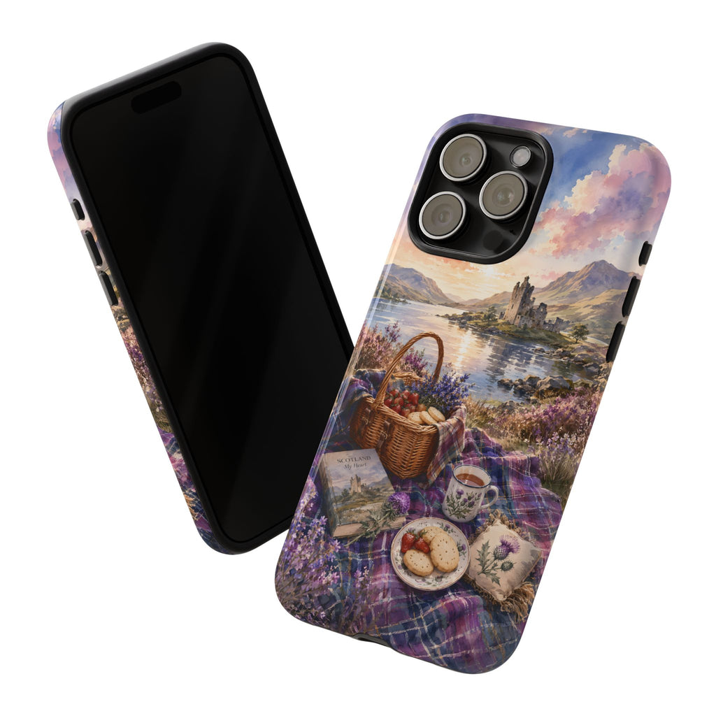 Highland Summer Picnic Phone Case – Scottish Castle & Thistle Art