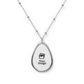 Personalized Oval Photo Necklace — Custom Engraved Teardrop Pendant