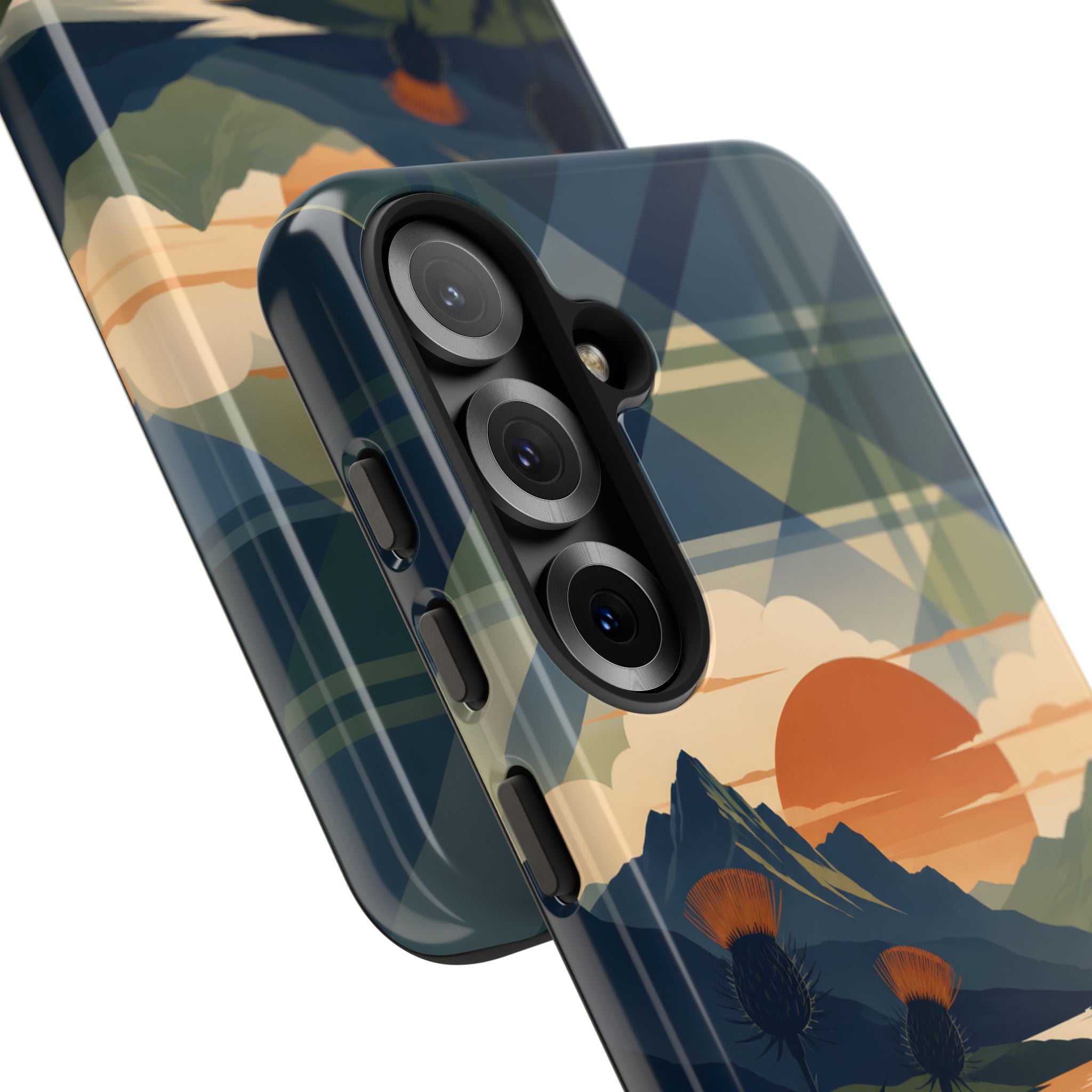 Highland Sunset Tartan Phone Case – Scottish Thistle Summer Festival Edition