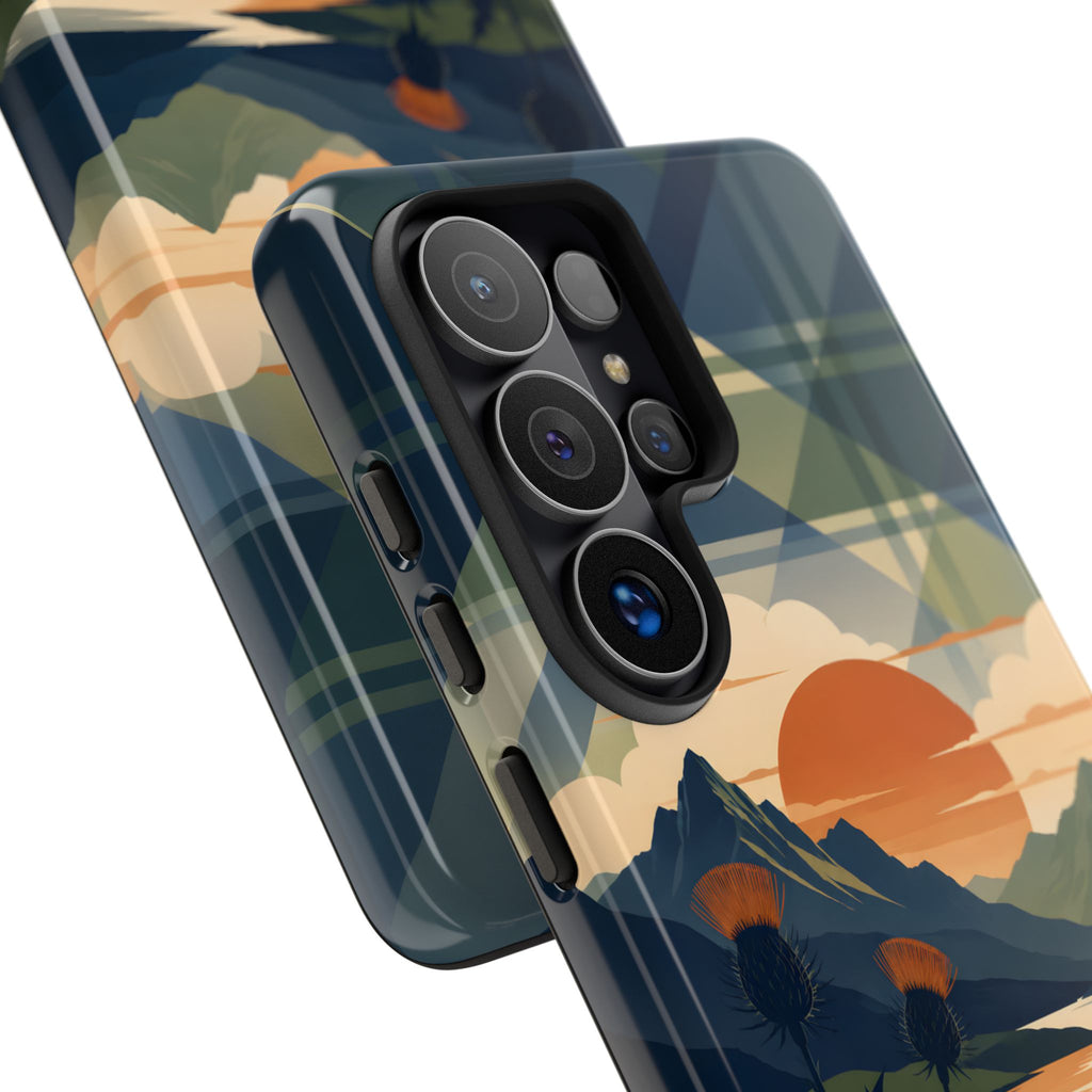 Highland Sunset Tartan Phone Case – Scottish Thistle Summer Festival Edition