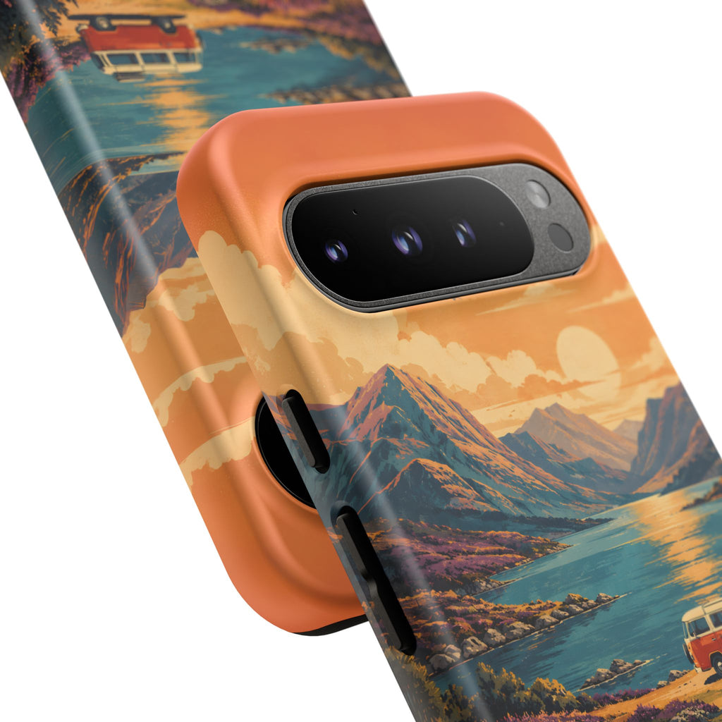 Highland Road Trip Phone Case – Scottish Loch Sunset & Heather Landscape