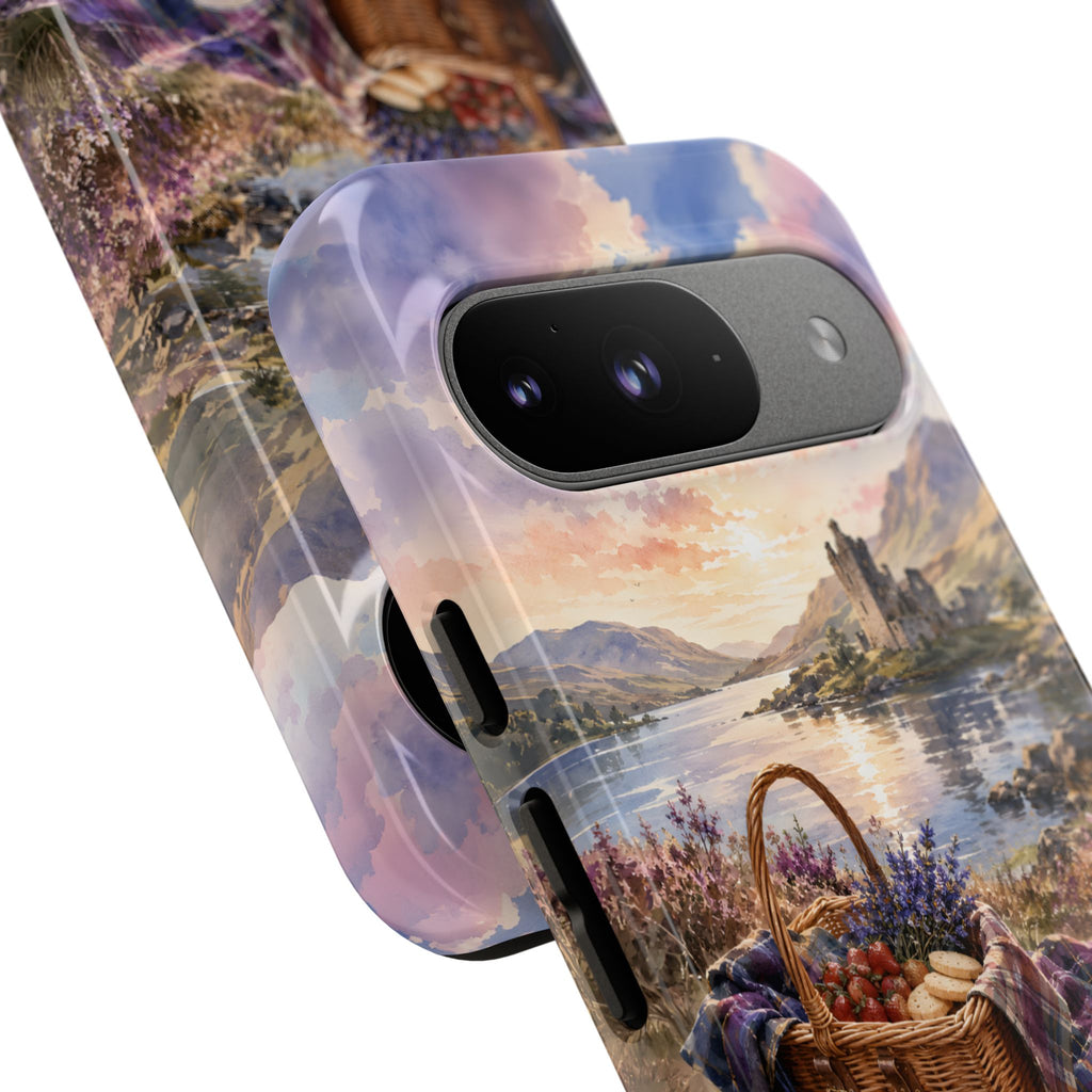 Highland Summer Picnic Phone Case – Scottish Castle & Thistle Art