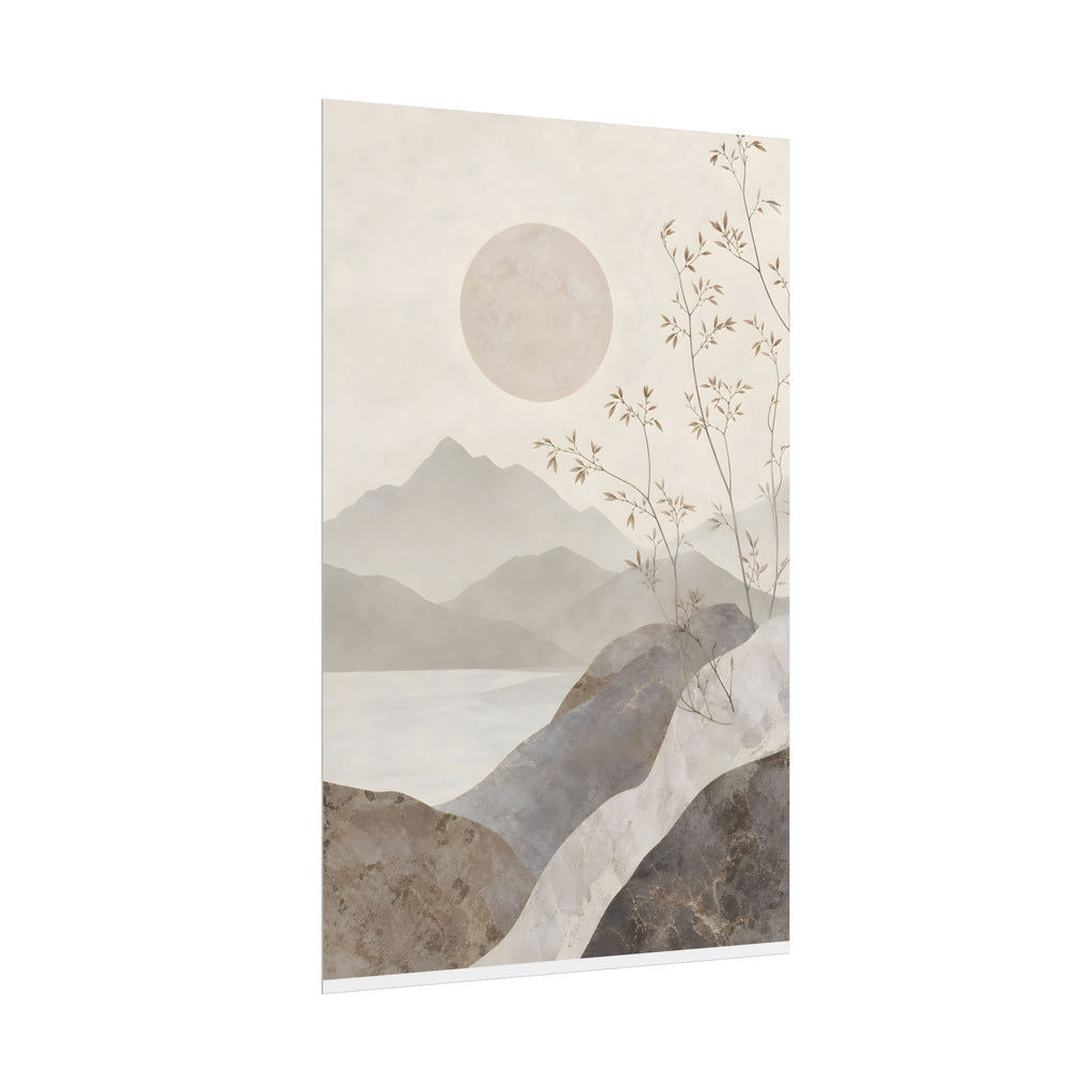 Rolled Poster — Serene Ink Mountain Landscape Wall Art