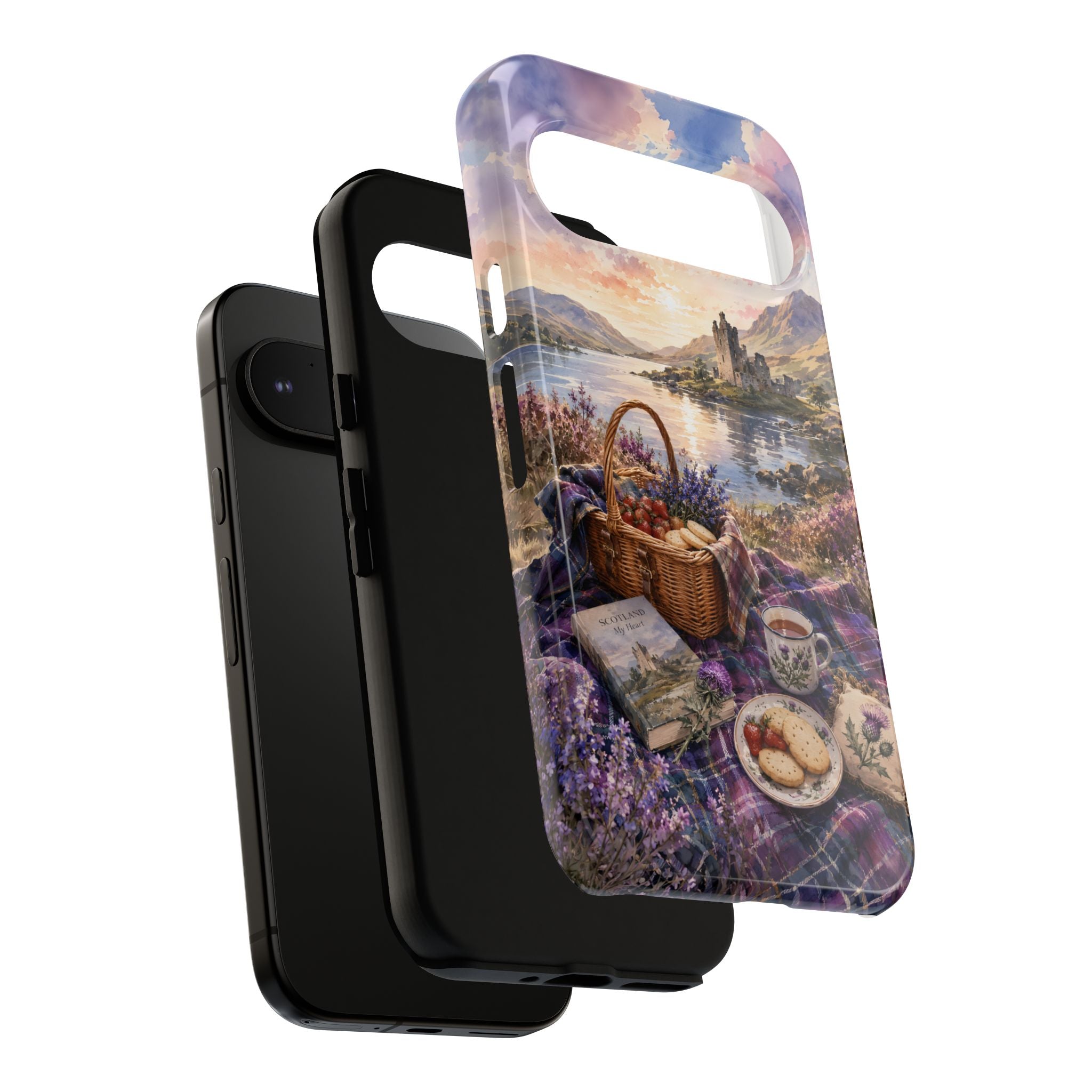 Highland Summer Picnic Phone Case – Scottish Castle & Thistle Art