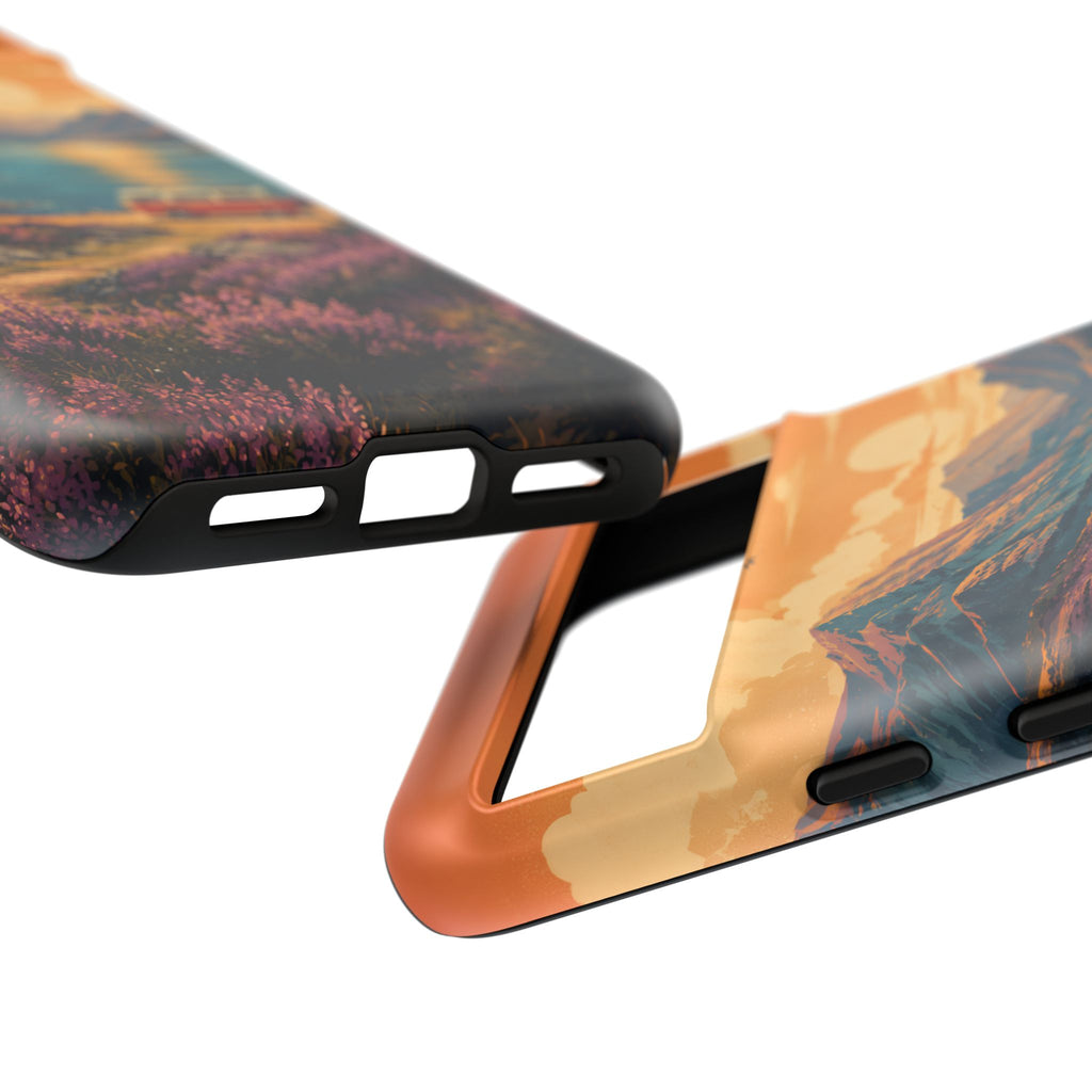 Highland Road Trip Phone Case – Scottish Loch Sunset & Heather Landscape