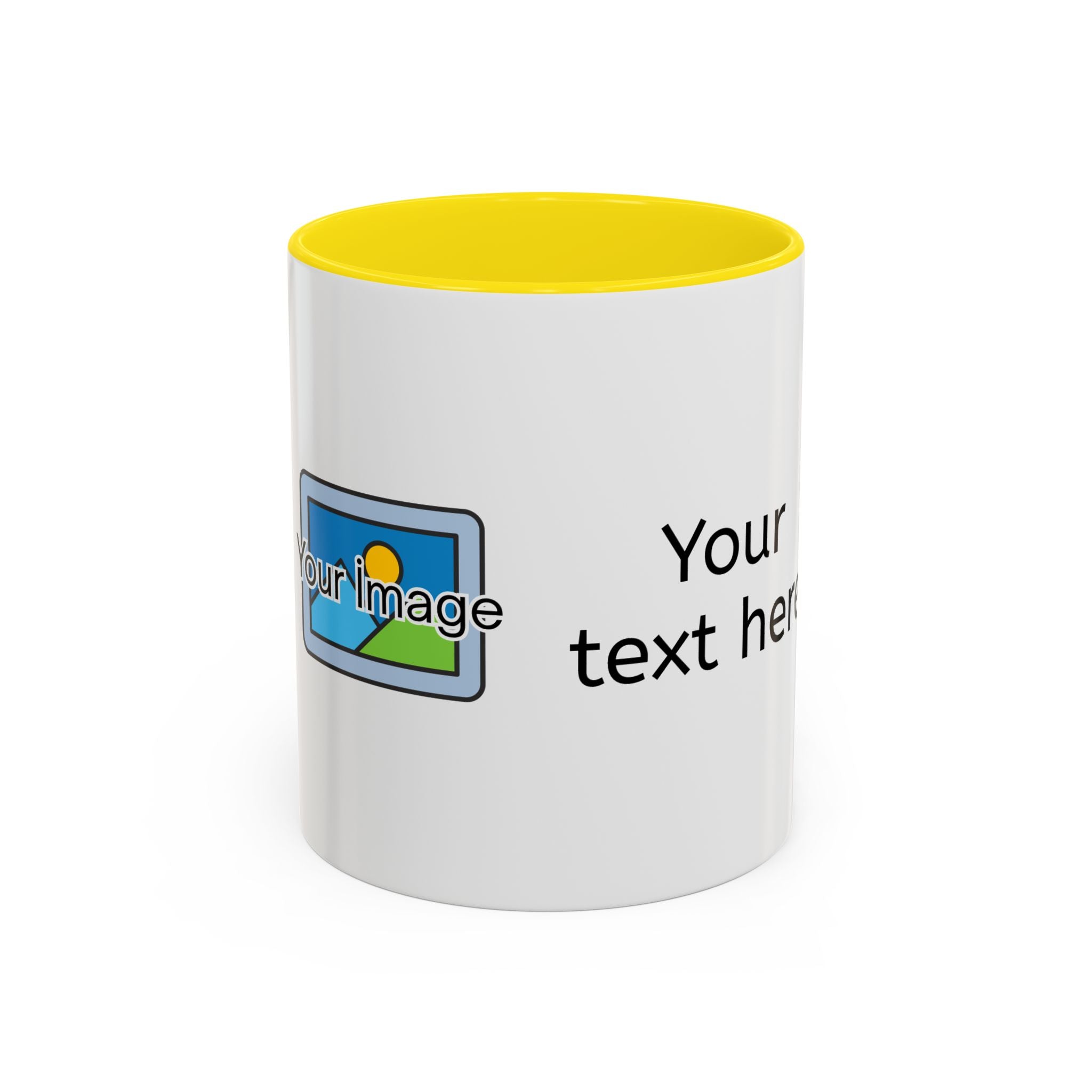 Personalized Accent Coffee Mug - Custom Text & Image, 11oz/15oz