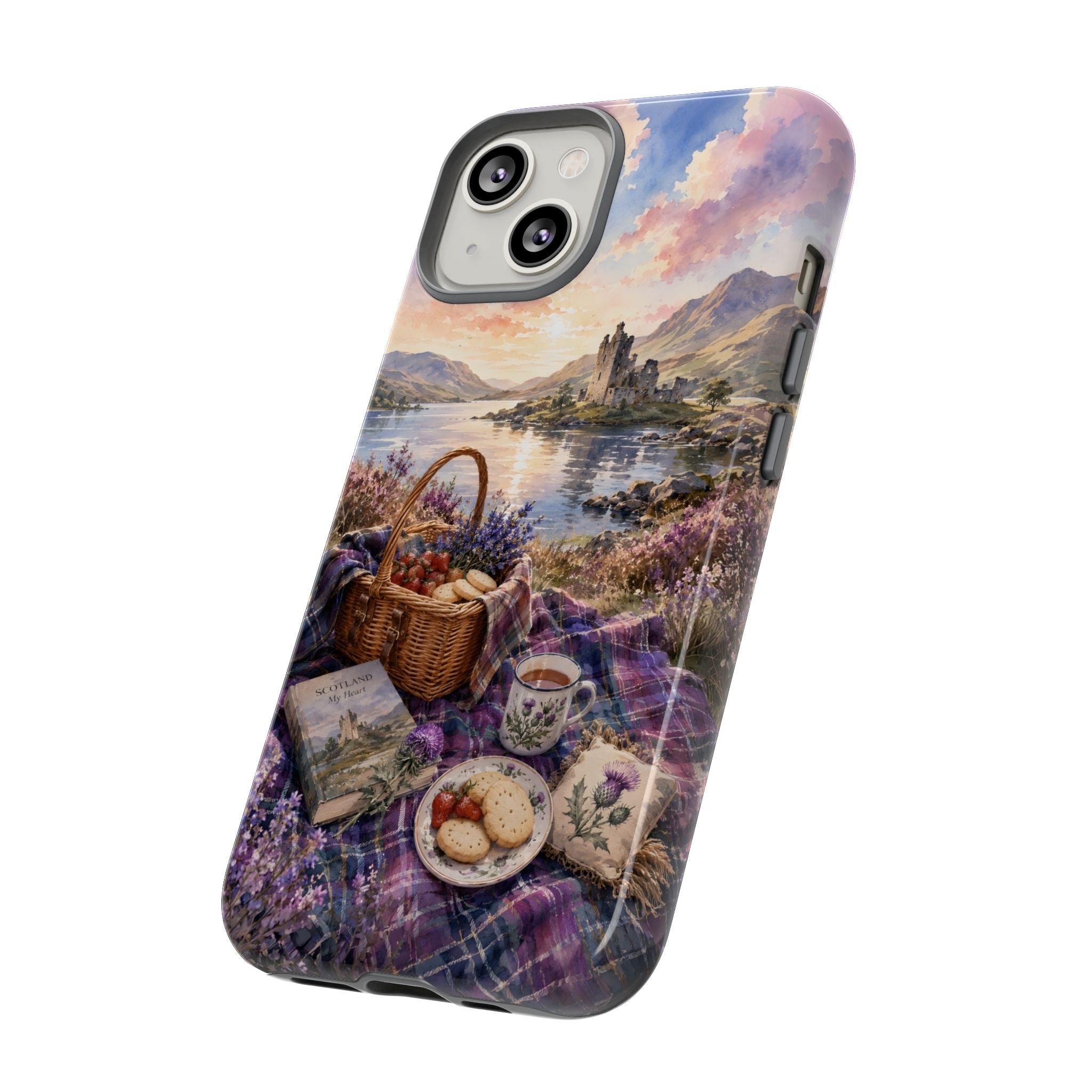 Highland Summer Picnic Phone Case – Scottish Castle & Thistle Art