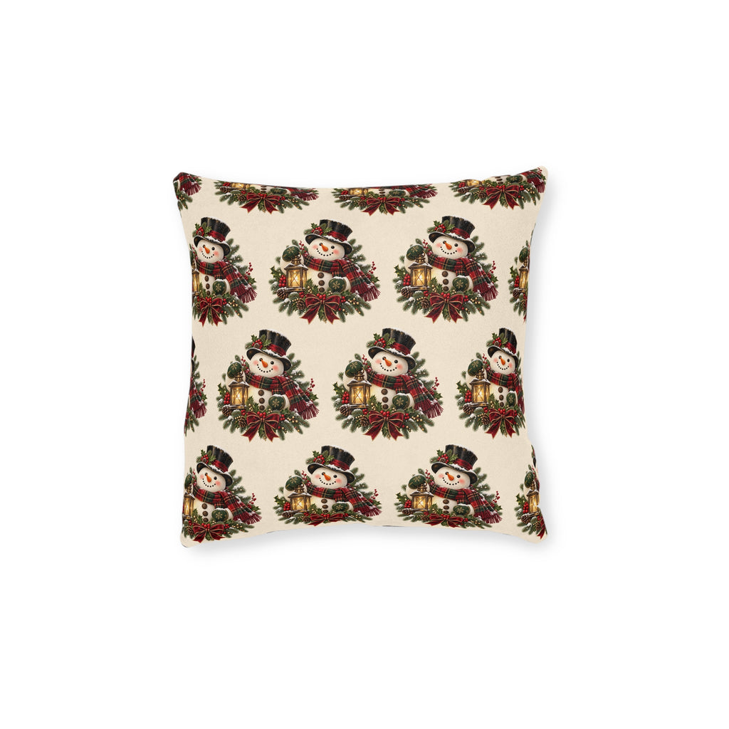 Festive Snowman Christmas Square Pillow