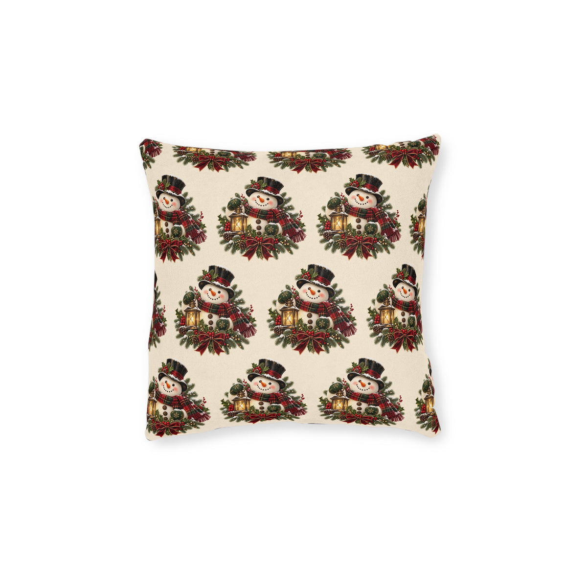 Festive Snowman Christmas Square Pillow