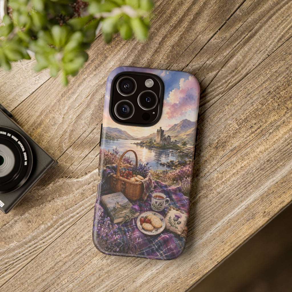 Highland Summer Picnic Phone Case – Scottish Castle & Thistle Art