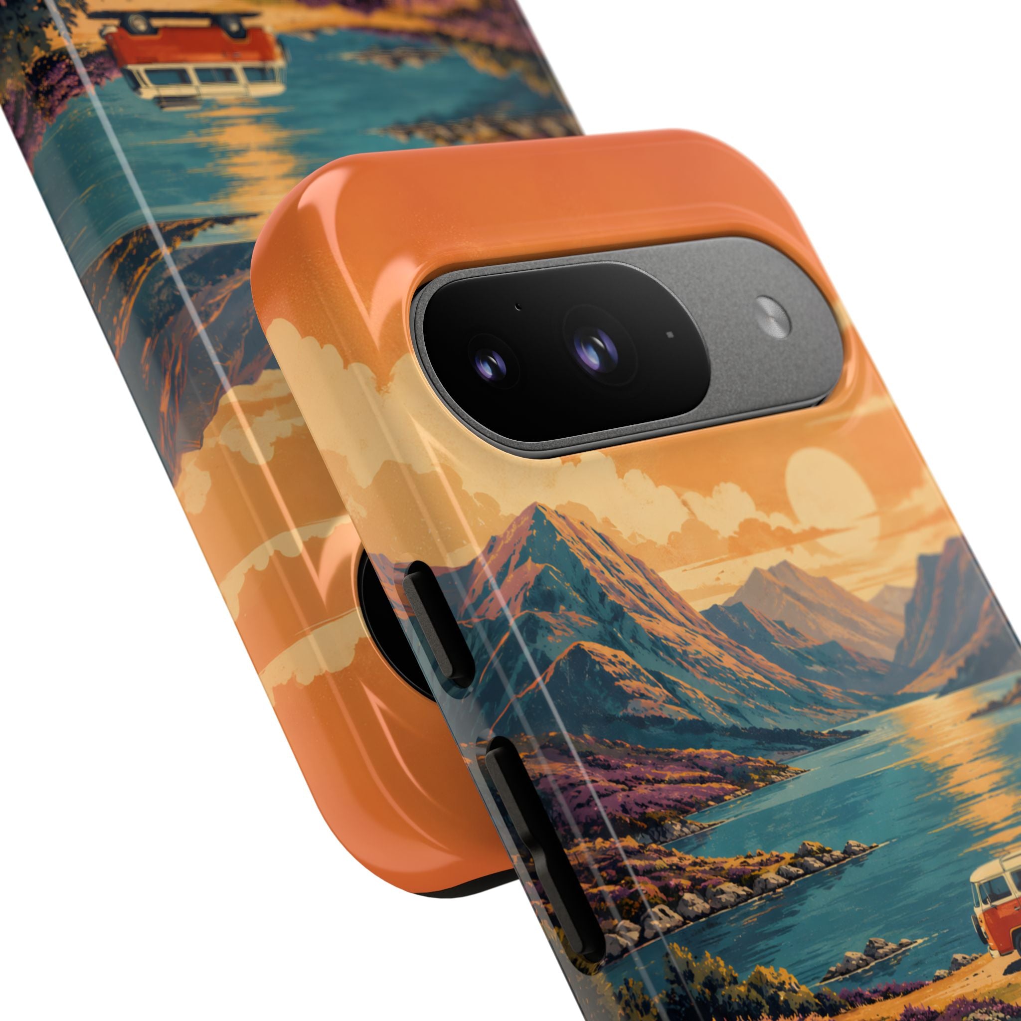 Highland Road Trip Phone Case – Scottish Loch Sunset & Heather Landscape
