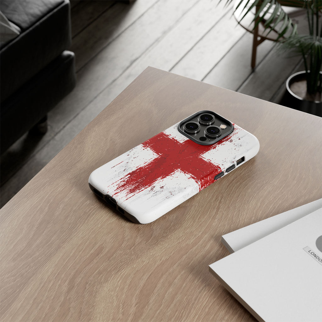Phone Case - Distressed England St. George's Cross Patriotic Tough Case
