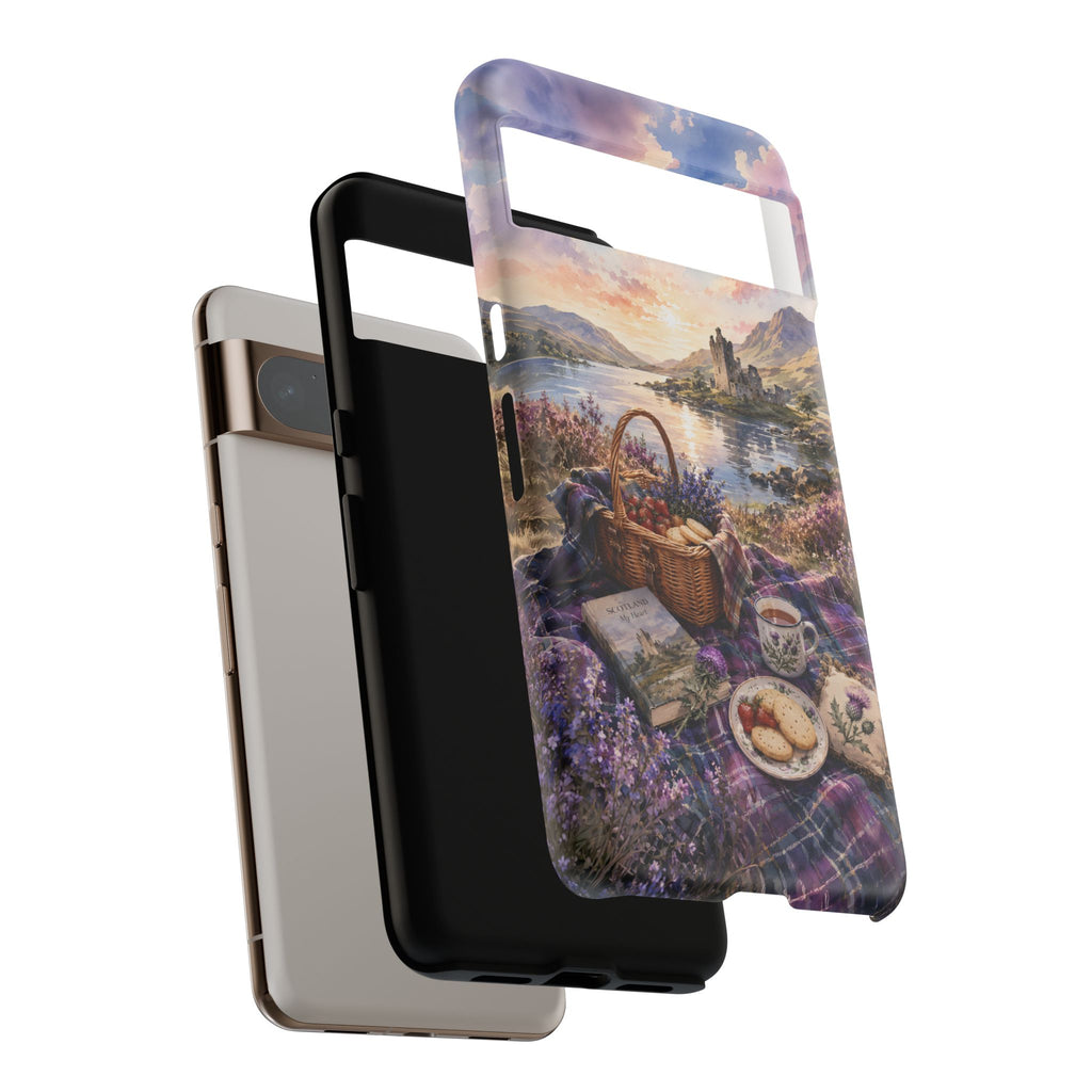 Highland Summer Picnic Phone Case – Scottish Castle & Thistle Art