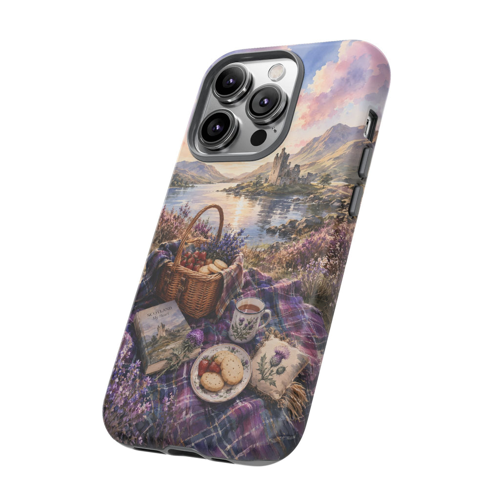 Highland Summer Picnic Phone Case – Scottish Castle & Thistle Art