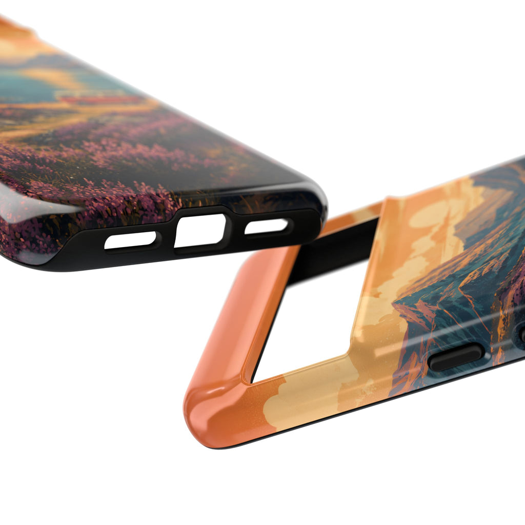 Highland Road Trip Phone Case – Scottish Loch Sunset & Heather Landscape