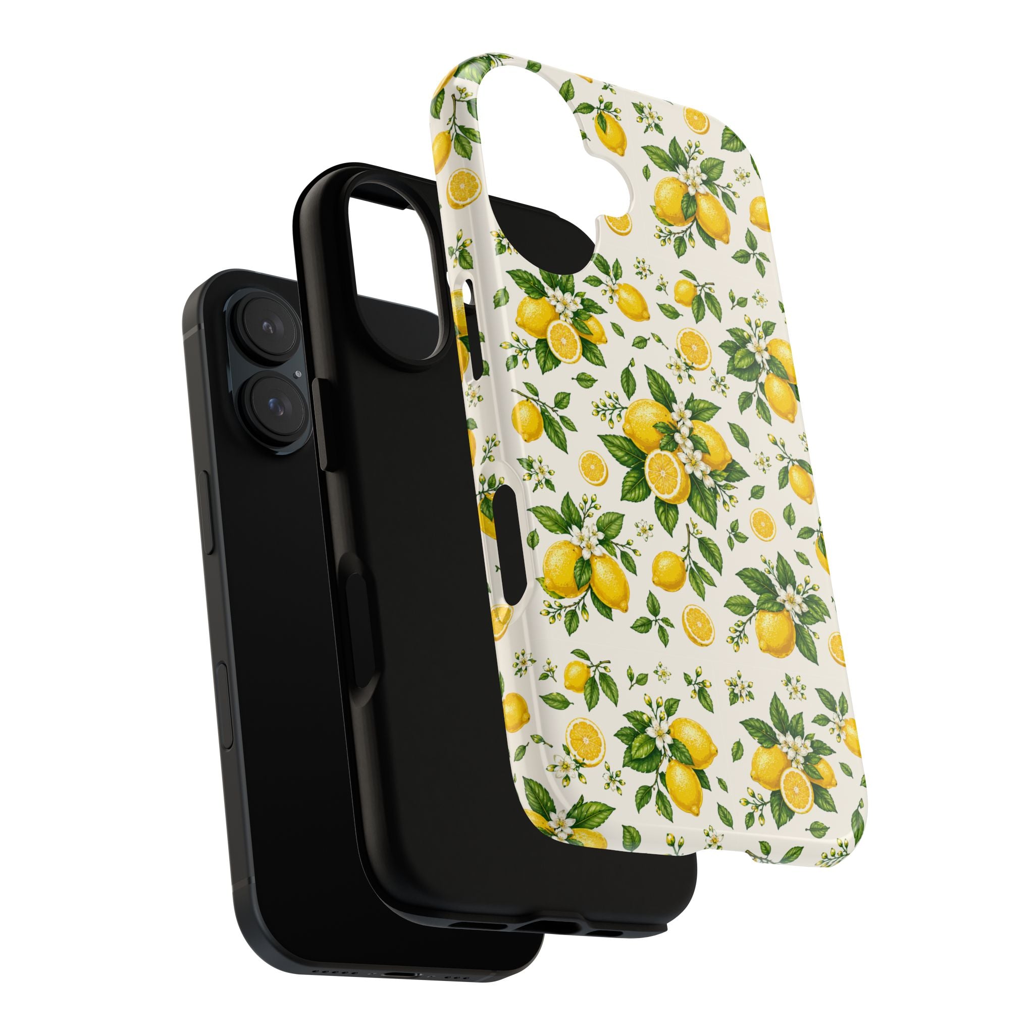 Lemon Pattern Tough Phone Case — Citrus Floral Protective iPhone Cover