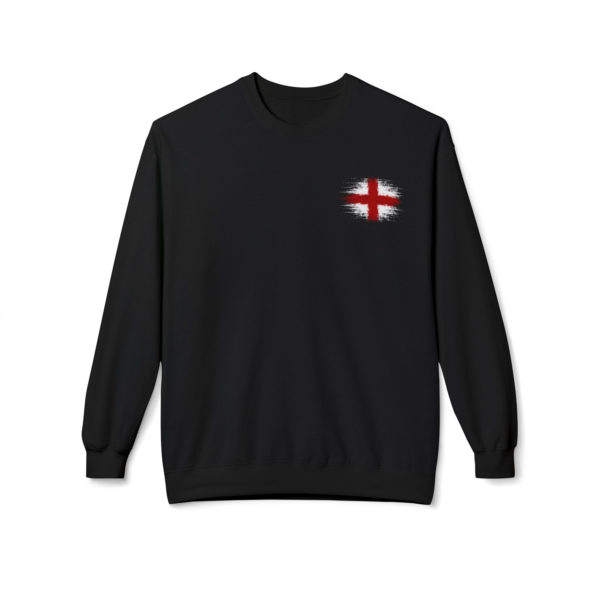 England Flag Crewneck Sweatshirt — Distressed St George Cross Pullover