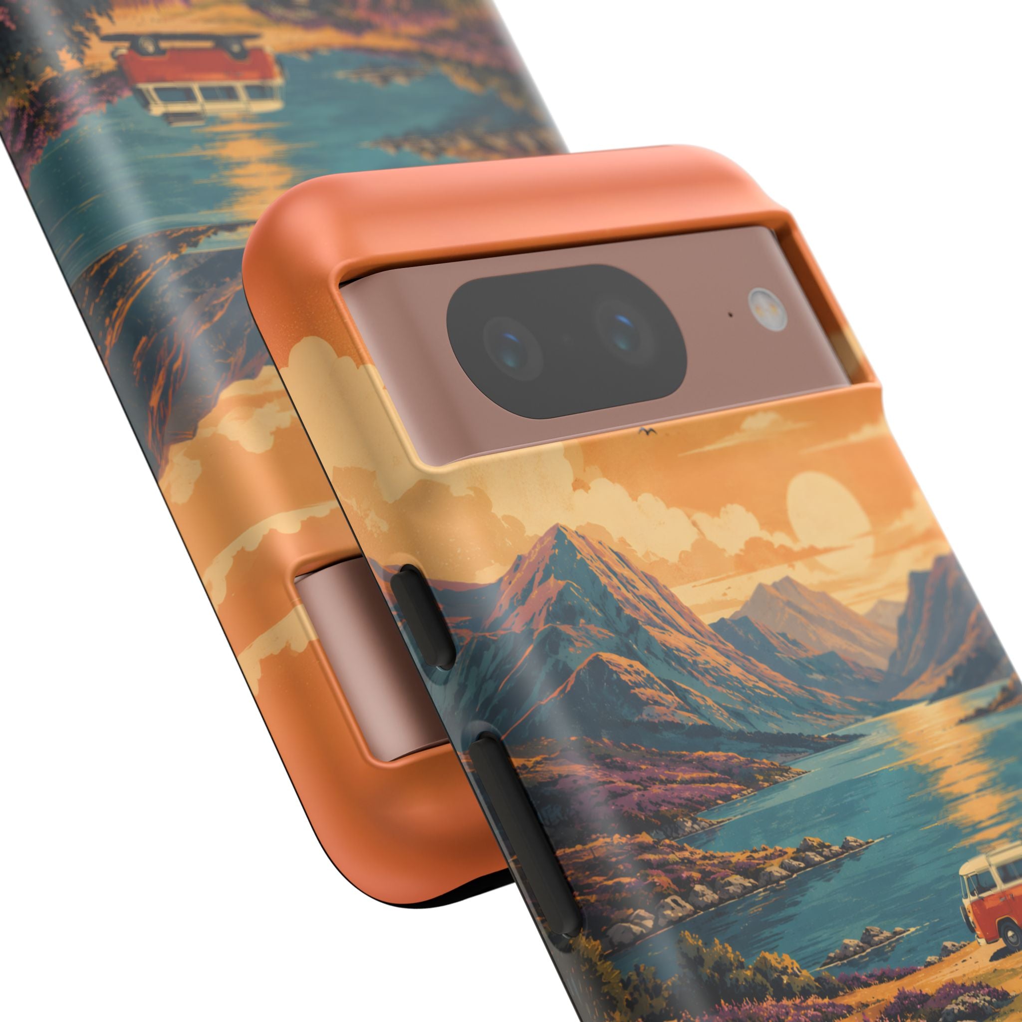 Highland Road Trip Phone Case – Scottish Loch Sunset & Heather Landscape