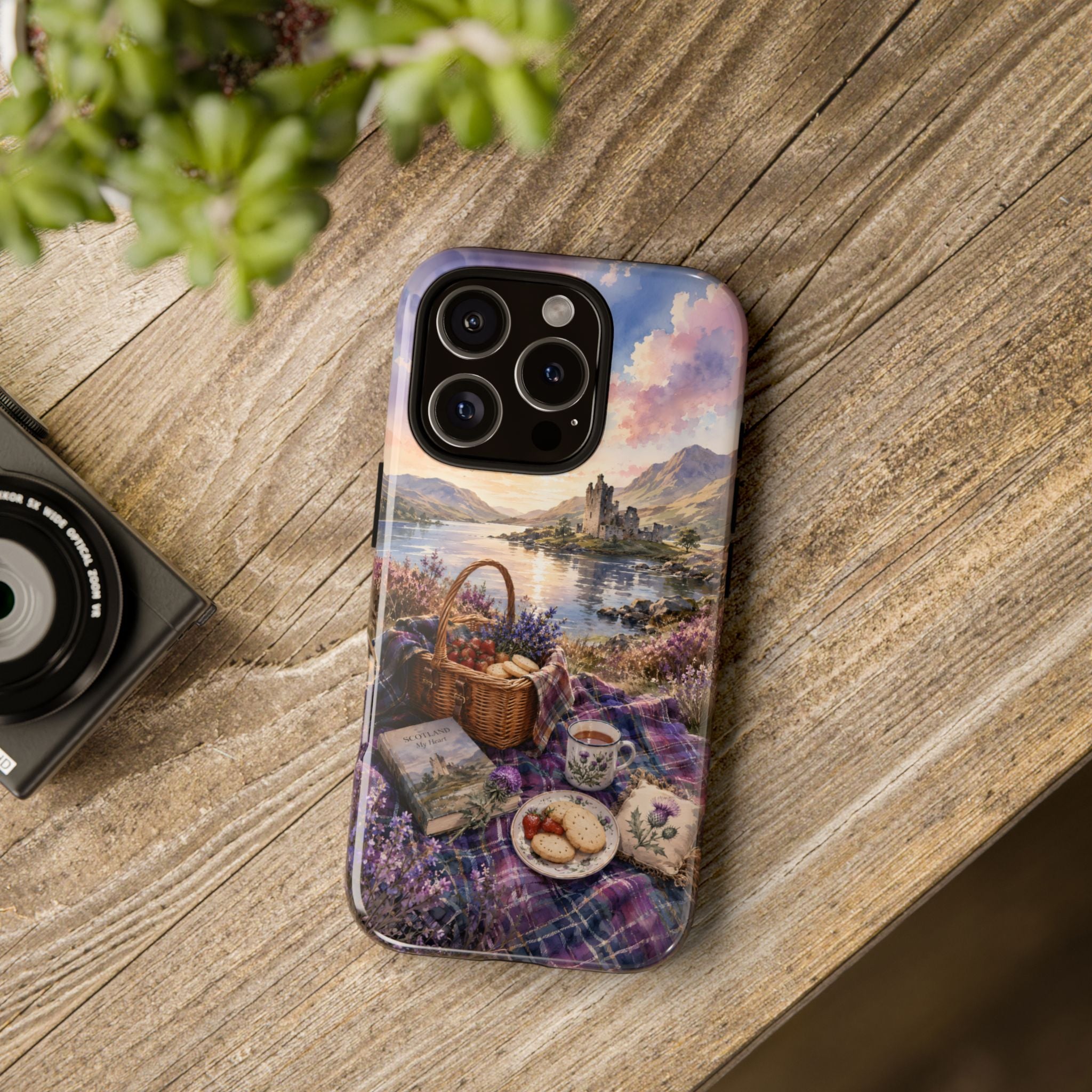 Highland Summer Picnic Phone Case – Scottish Castle & Thistle Art