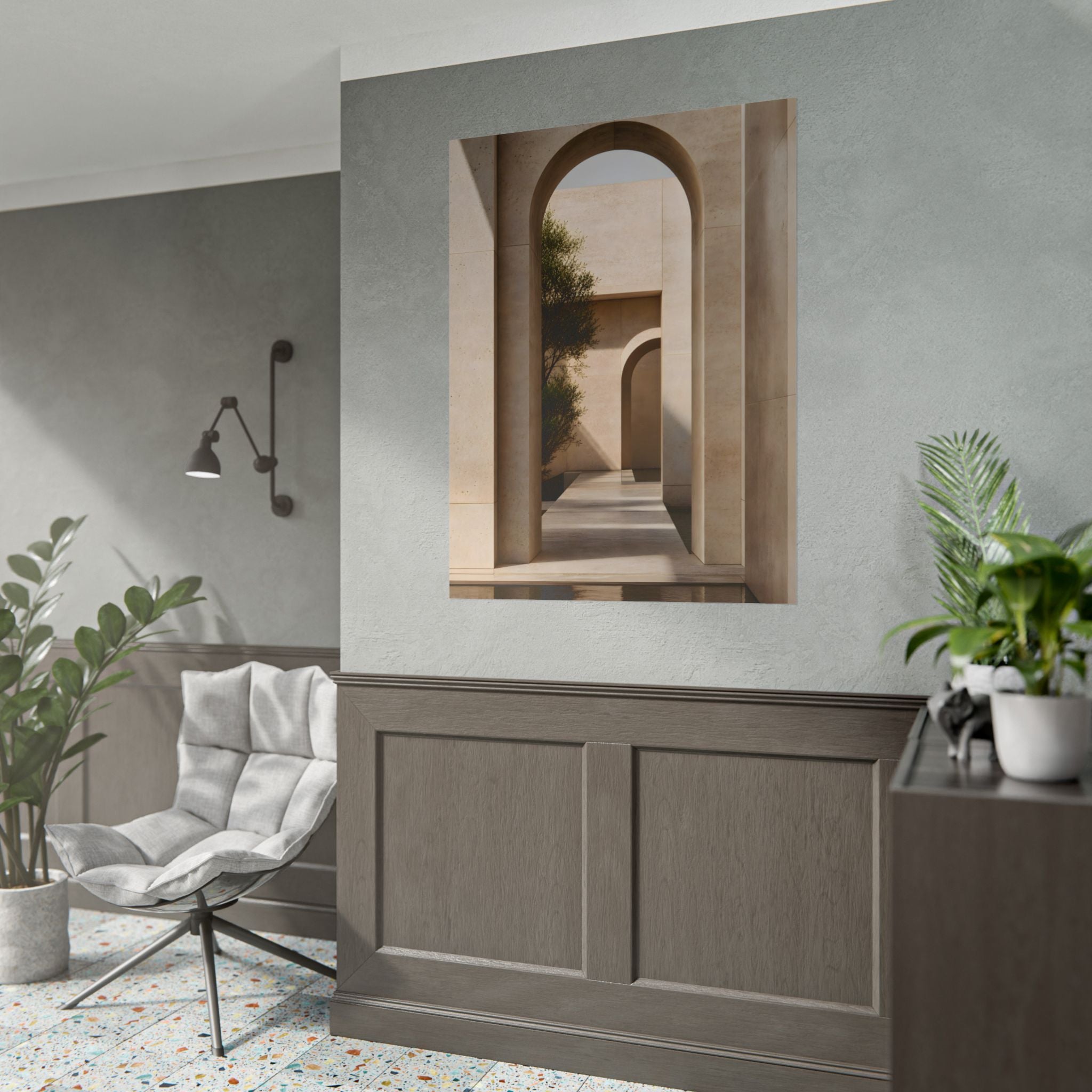 Minimalist Architectural Poster — Neutral Archway Wall Art (Rolled Poster)