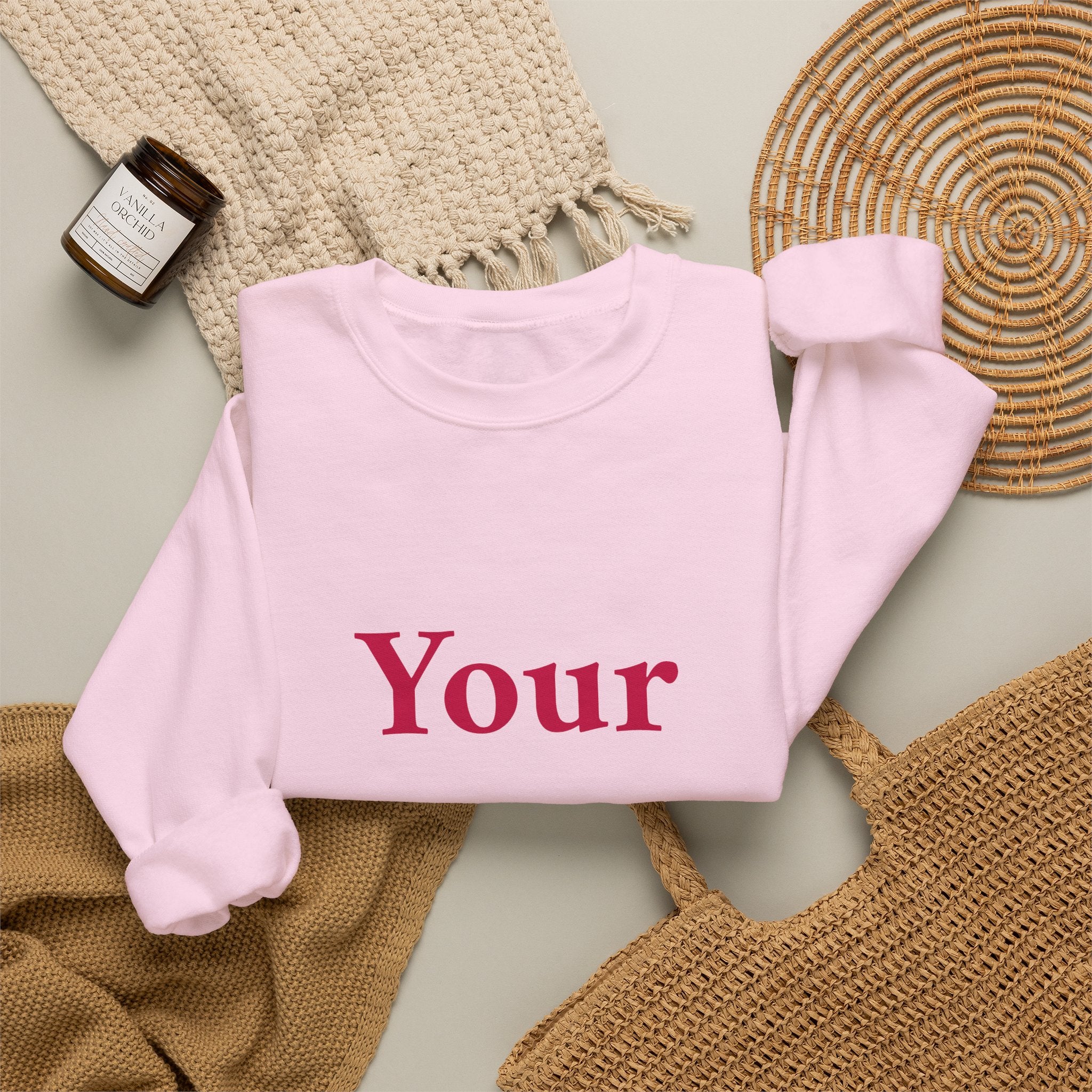 Custom Text Crewneck Sweatshirt — Personalized Minimalist Sweatshirt