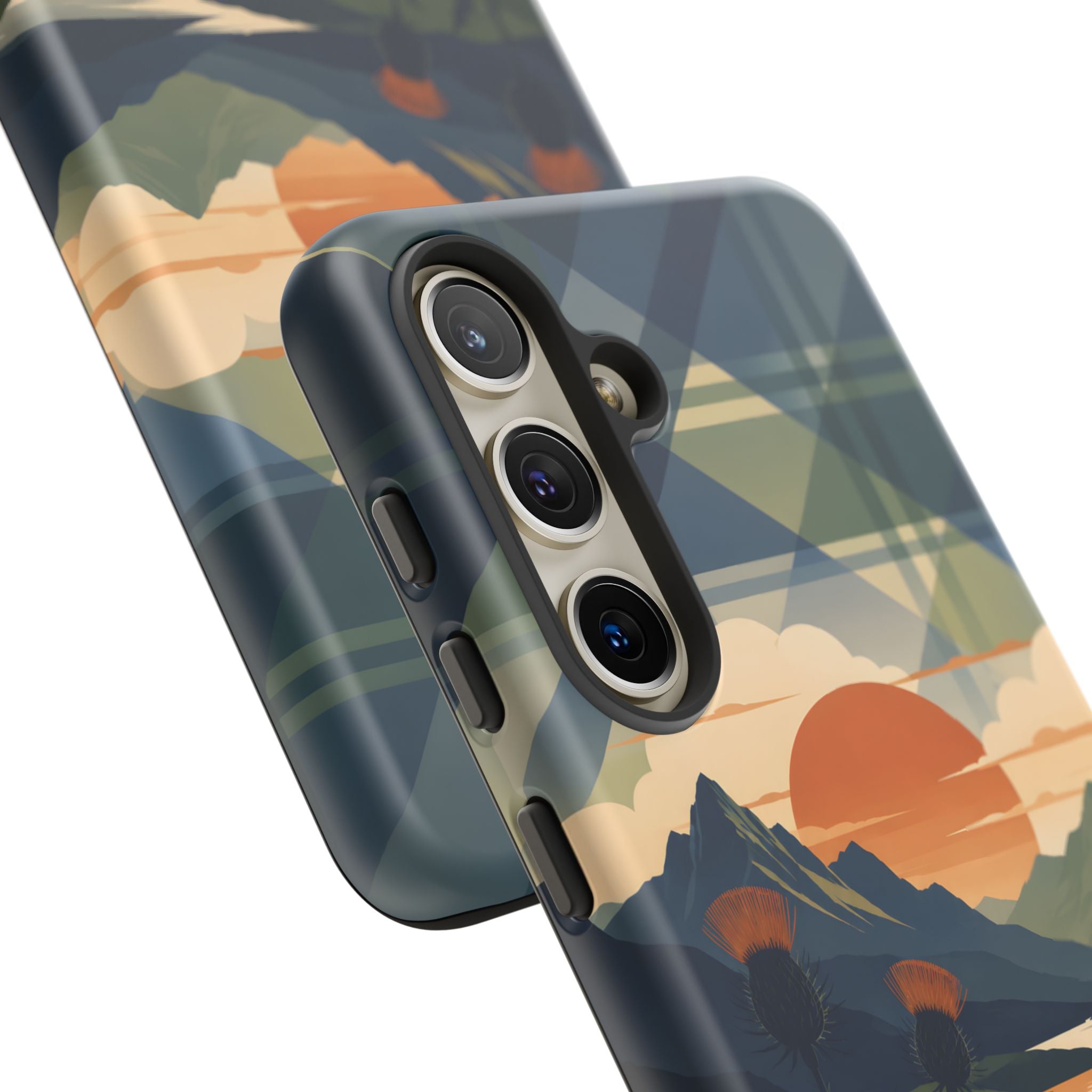 Highland Sunset Tartan Phone Case – Scottish Thistle Summer Festival Edition