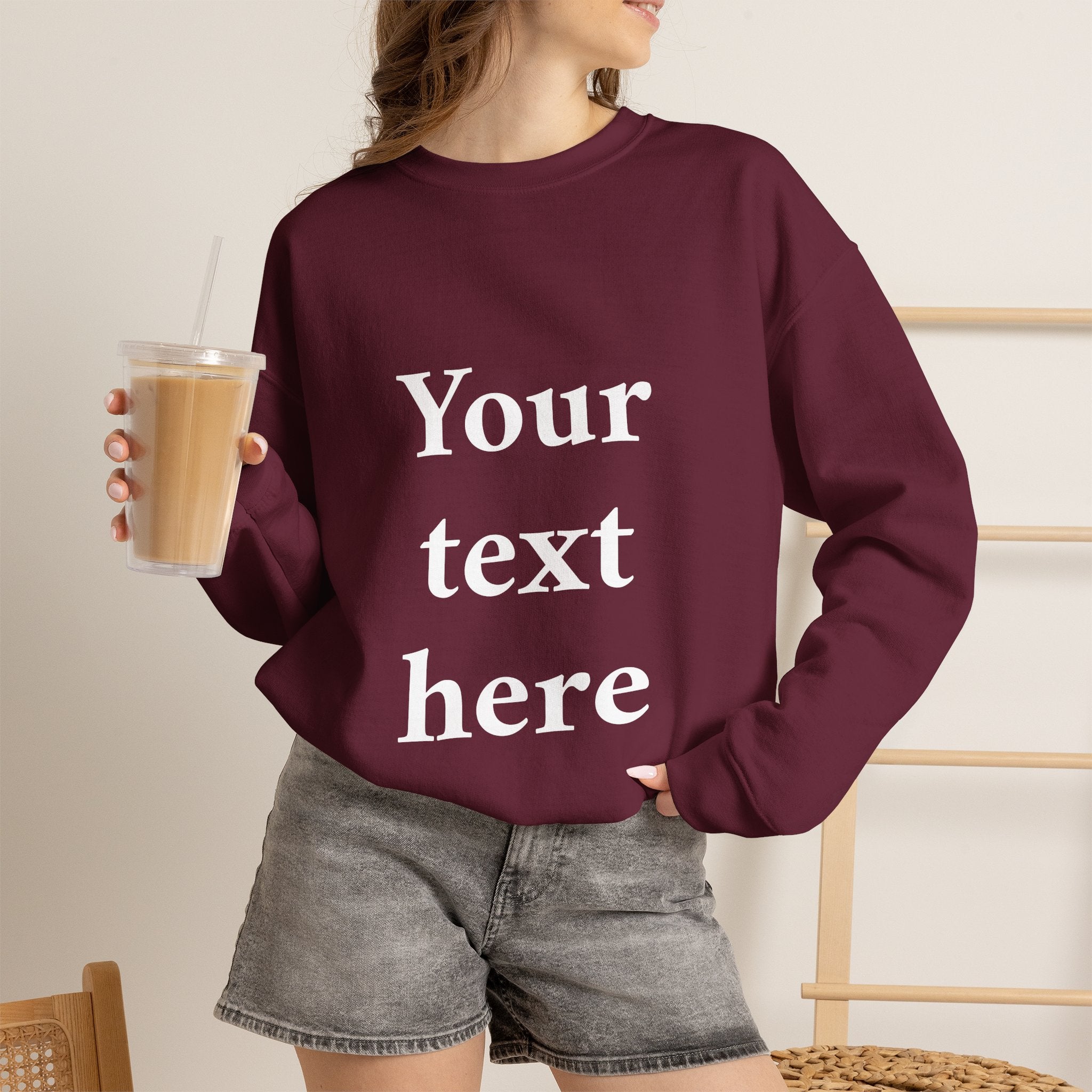 Custom Text Crewneck Sweatshirt — Personalized Minimalist Sweatshirt
