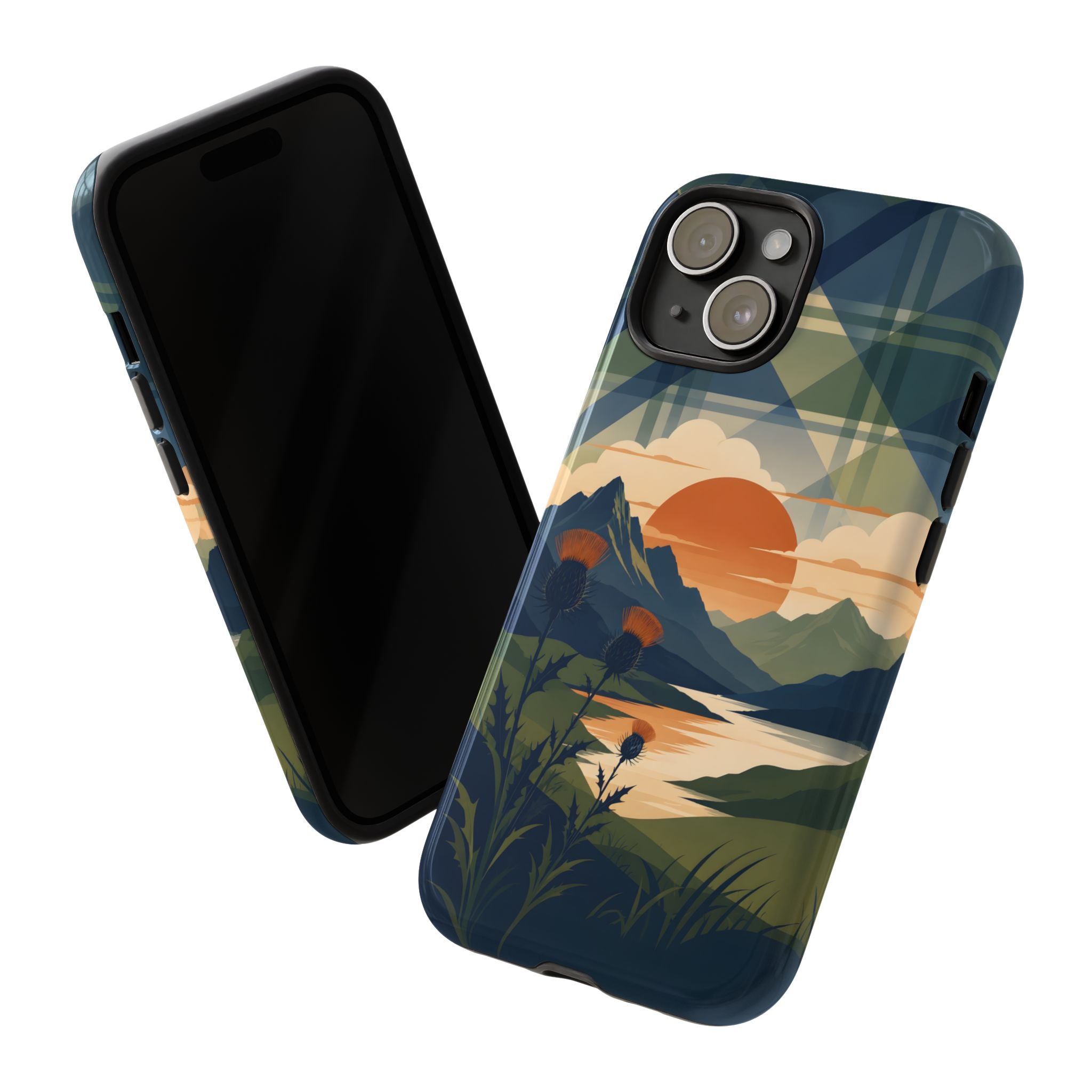 Highland Sunset Tartan Phone Case – Scottish Thistle Summer Festival Edition