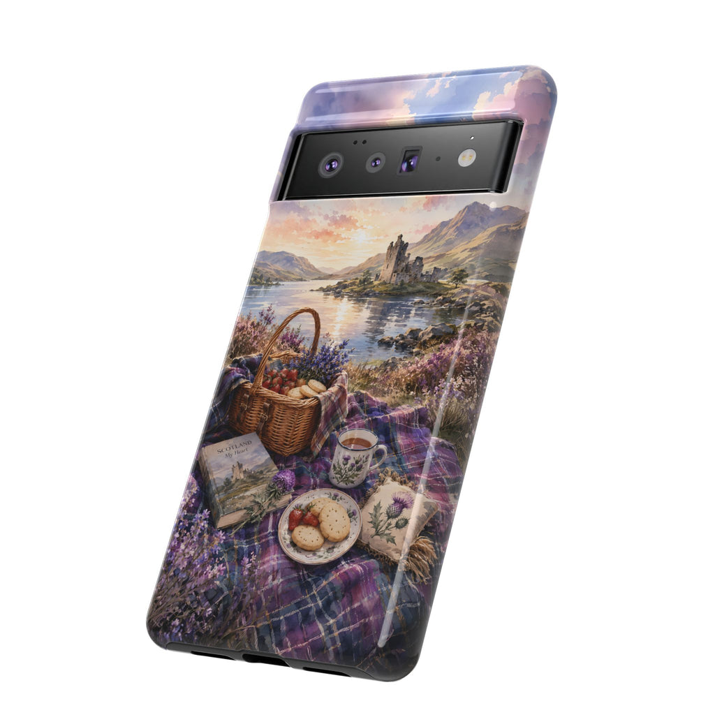 Highland Summer Picnic Phone Case – Scottish Castle & Thistle Art
