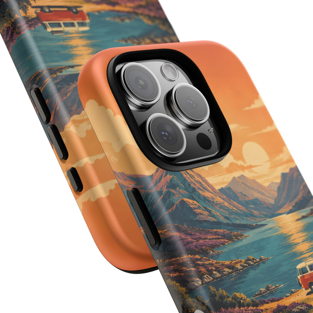 Highland Road Trip Phone Case – Scottish Loch Sunset & Heather Landscape