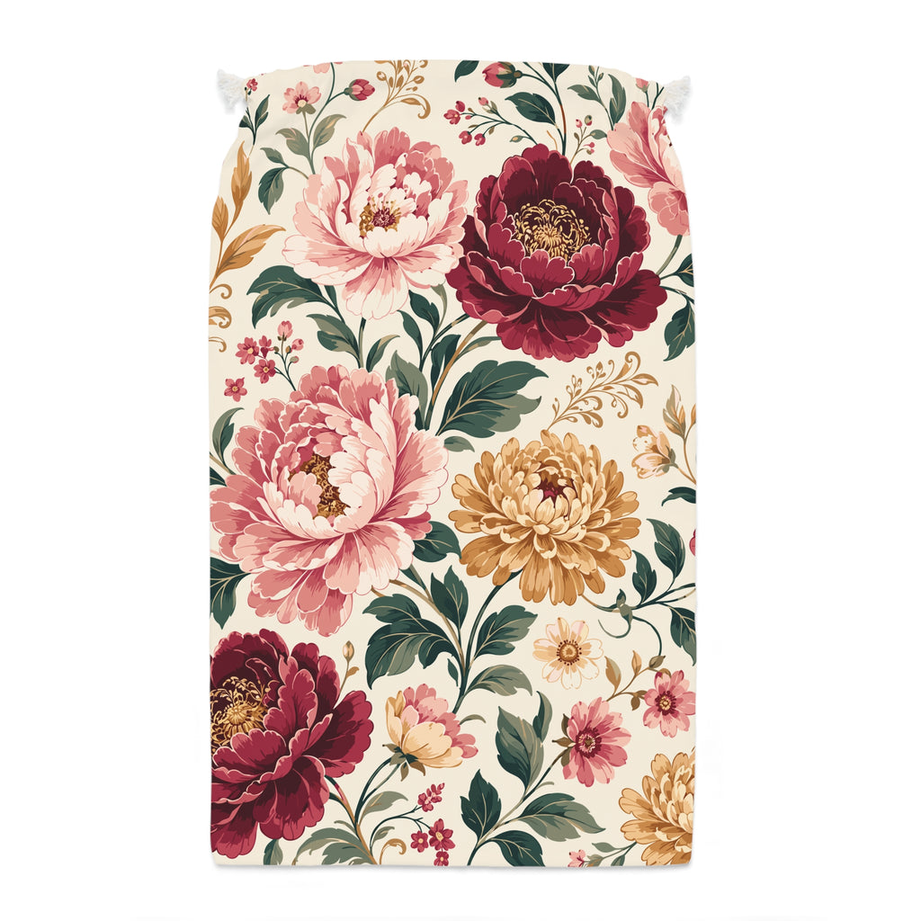Floral Drawstring Sack — Vintage Peony Gift Bag