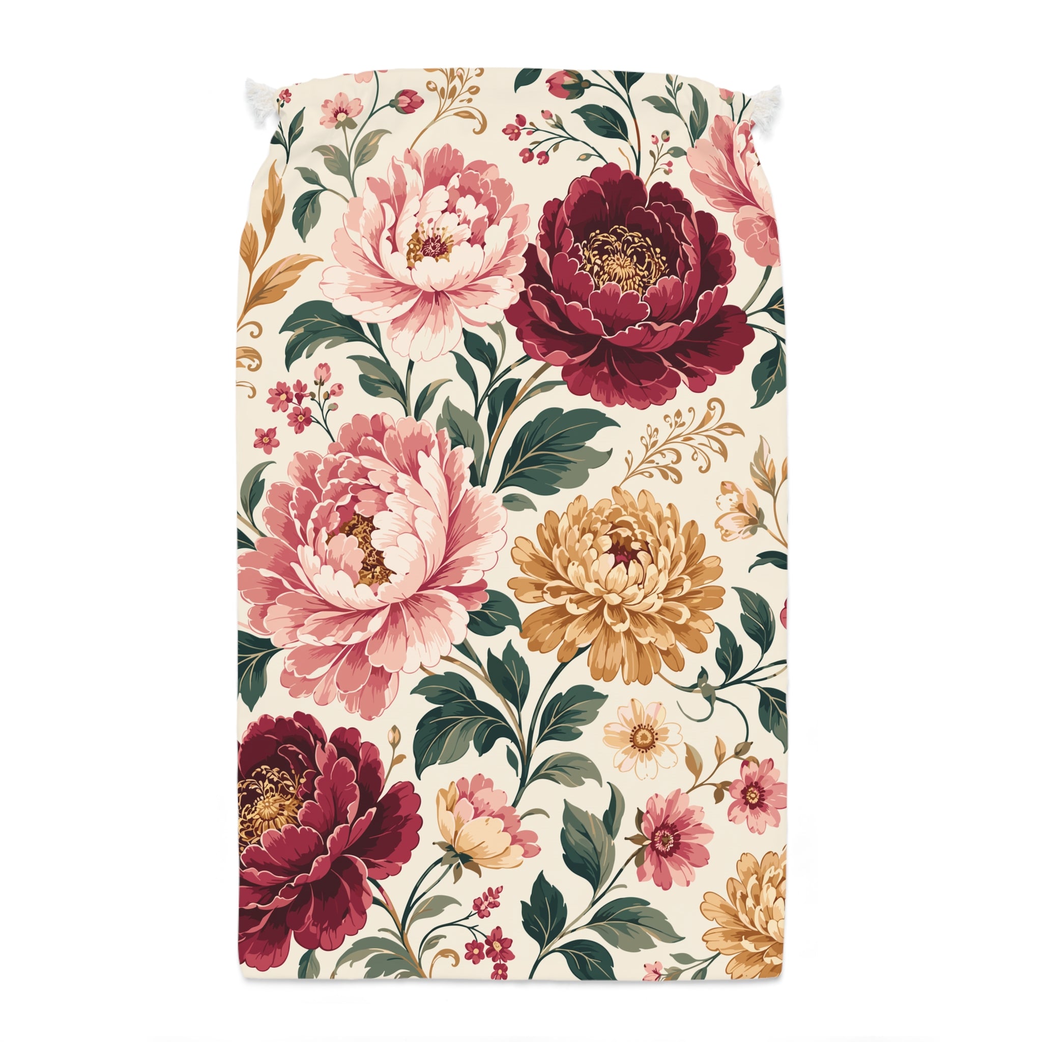 Floral Drawstring Sack — Vintage Peony Gift Bag