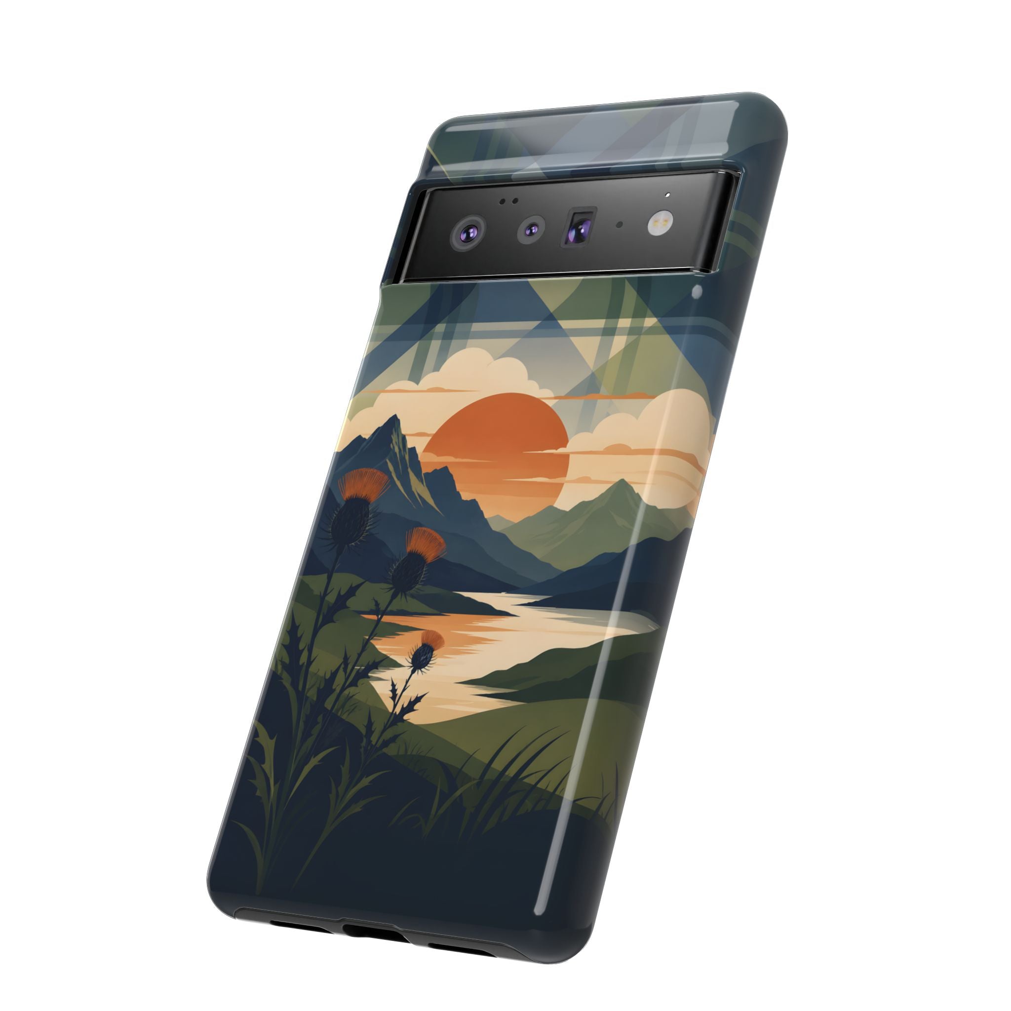 Highland Sunset Tartan Phone Case – Scottish Thistle Summer Festival Edition