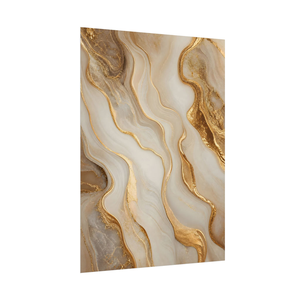 Rolled Poster – Gold Marble Abstract Wall Art, Luxe Swirl Print for Living Room & Office